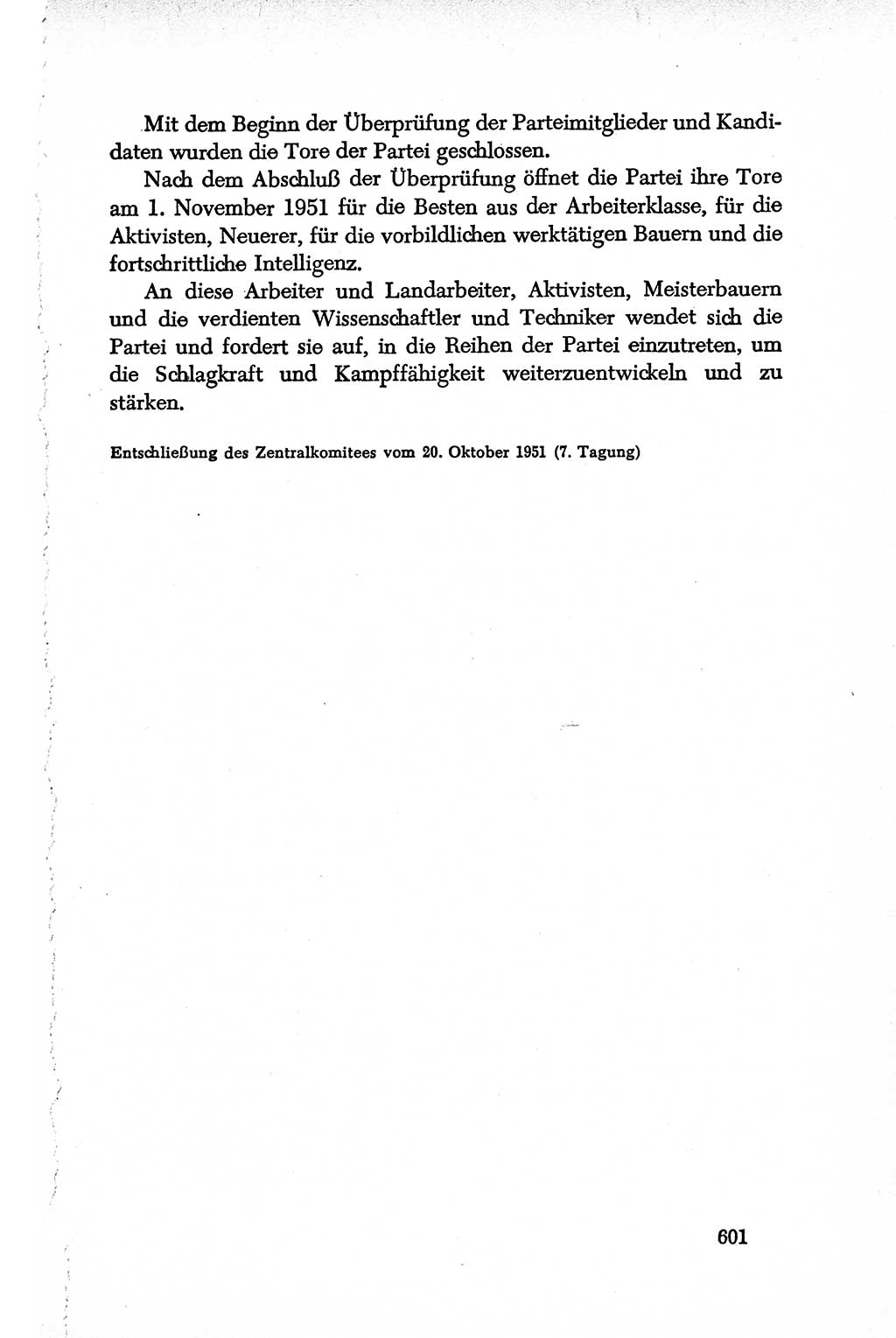 Dokumente der Sozialistischen Einheitspartei Deutschlands (SED) [Deutsche Demokratische Republik (DDR)] 1950-1952, Seite 601 (Dok. SED DDR 1950-1952, S. 601)