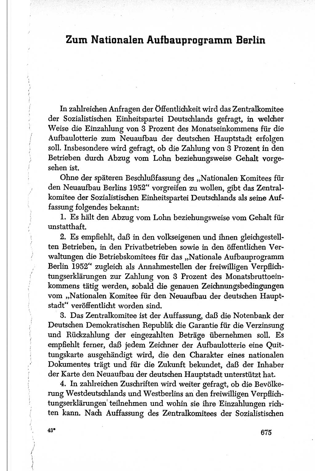 Dokumente der Sozialistischen Einheitspartei Deutschlands (SED) [Deutsche Demokratische Republik (DDR)] 1950-1952, Seite 675 (Dok. SED DDR 1950-1952, S. 675)