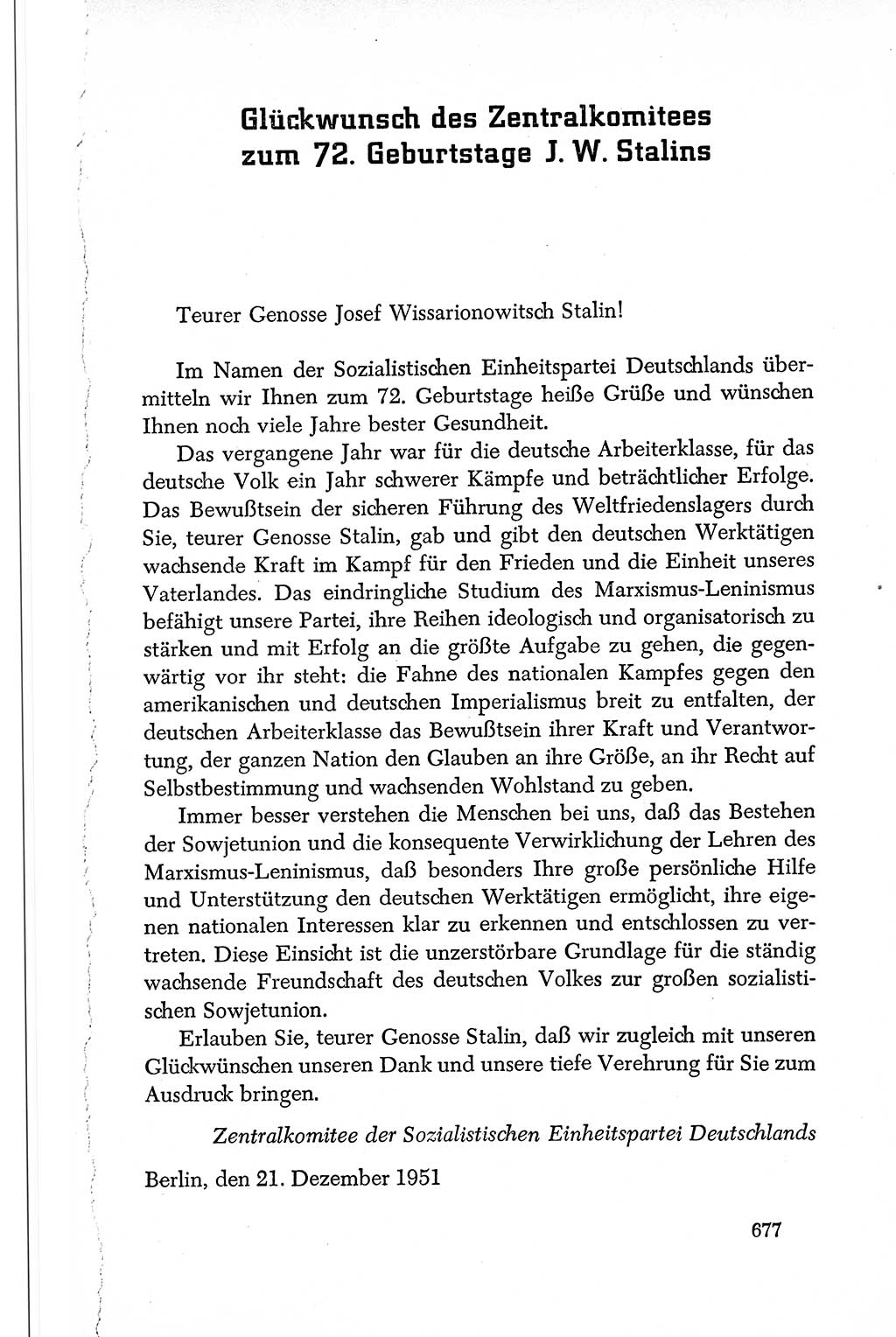 Dokumente der Sozialistischen Einheitspartei Deutschlands (SED) [Deutsche Demokratische Republik (DDR)] 1950-1952, Seite 677 (Dok. SED DDR 1950-1952, S. 677)