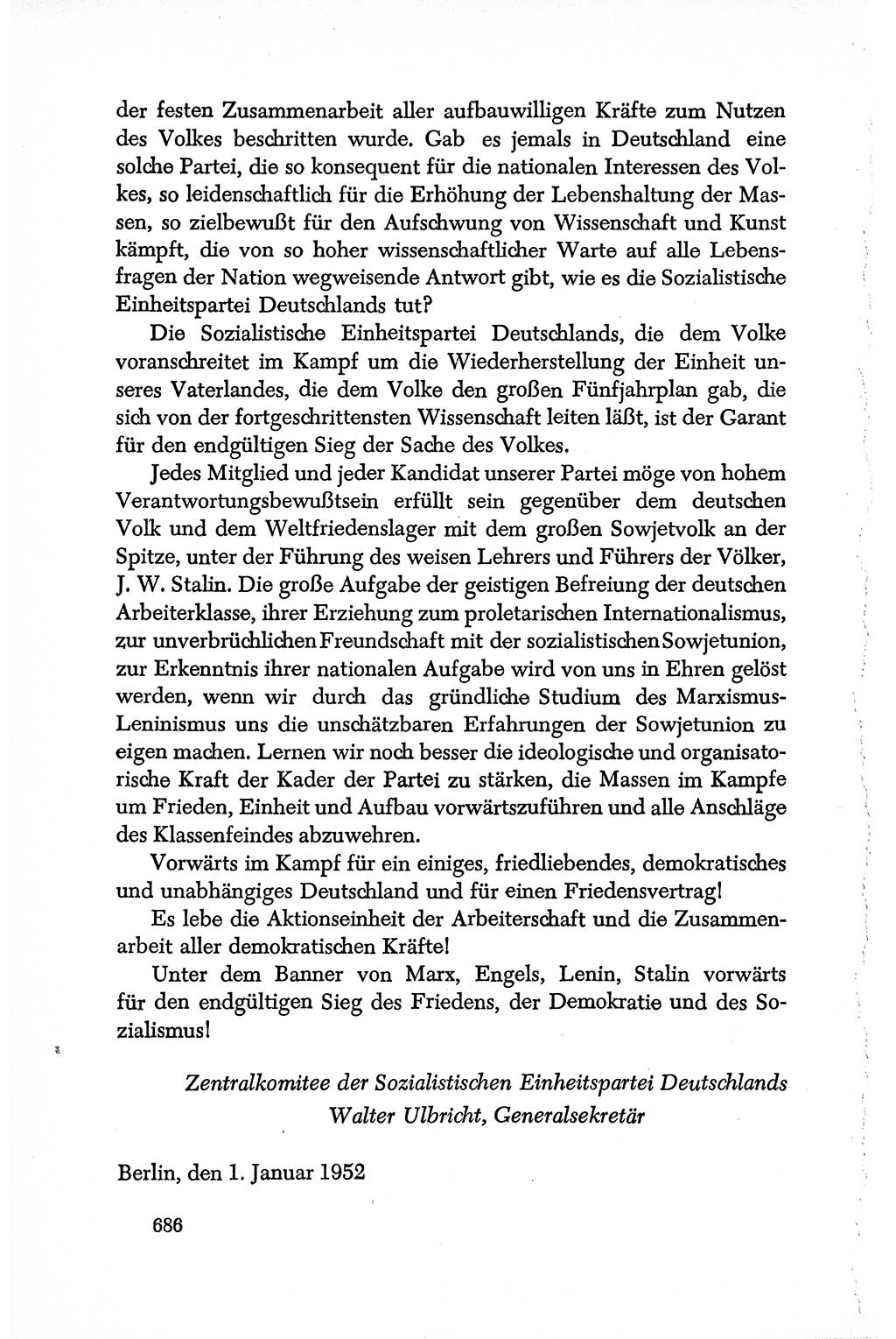 Dokumente der Sozialistischen Einheitspartei Deutschlands (SED) [Deutsche Demokratische Republik (DDR)] 1950-1952, Seite 686 (Dok. SED DDR 1950-1952, S. 686)
