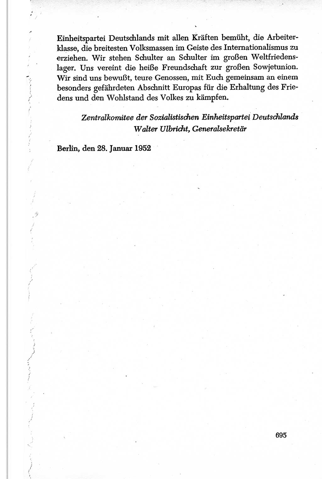 Dokumente der Sozialistischen Einheitspartei Deutschlands (SED) [Deutsche Demokratische Republik (DDR)] 1950-1952, Seite 695 (Dok. SED DDR 1950-1952, S. 695)