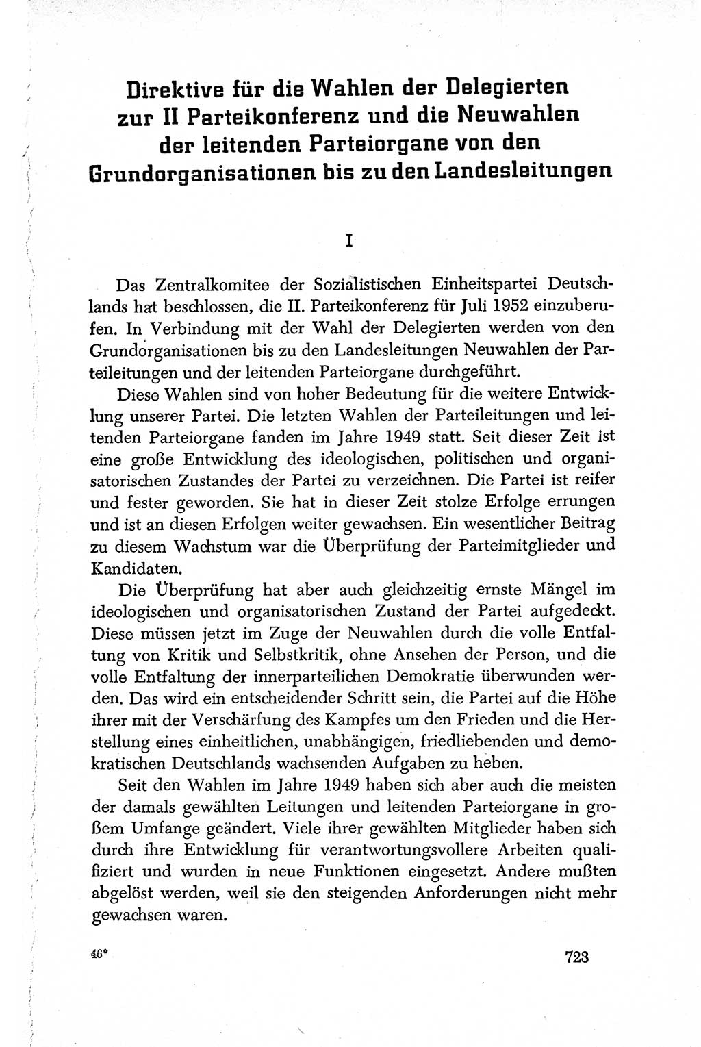 Dokumente der Sozialistischen Einheitspartei Deutschlands (SED) [Deutsche Demokratische Republik (DDR)] 1950-1952, Seite 723 (Dok. SED DDR 1950-1952, S. 723)