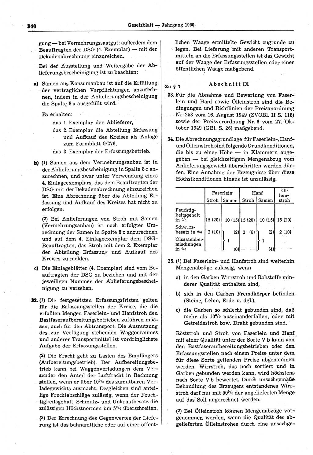 Gesetzblatt (GBl.) der Deutschen Demokratischen Republik (DDR) 1950, Seite 340 (GBl. DDR 1950, S. 340)