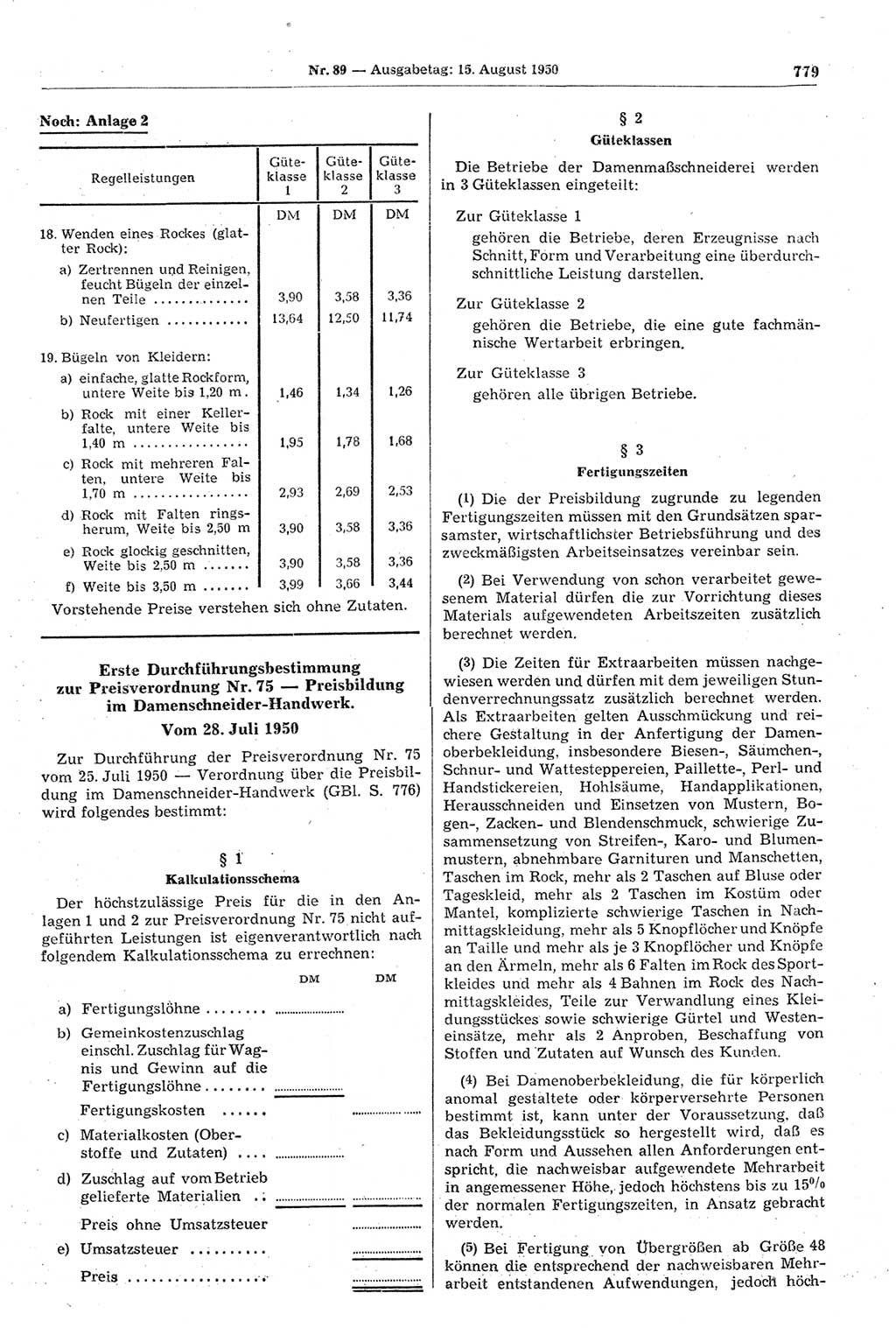 Gesetzblatt (GBl.) der Deutschen Demokratischen Republik (DDR) 1950, Seite 779 (GBl. DDR 1950, S. 779)