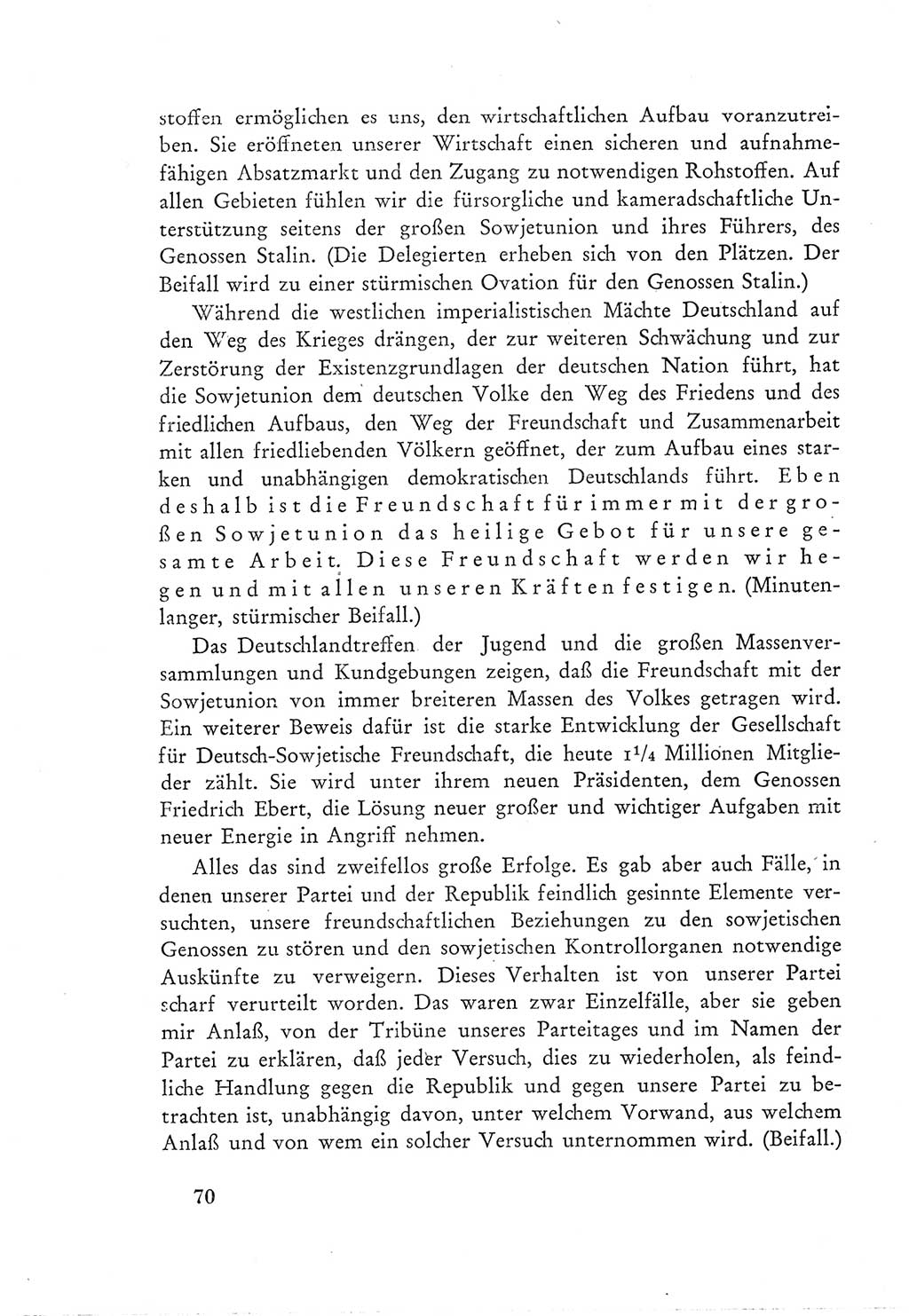 Protokoll der Verhandlungen des Ⅲ. Parteitages der Sozialistischen Einheitspartei Deutschlands (SED) [Deutsche Demokratische Republik (DDR)] 1950, Band 1, Seite 70 (Prot. Verh. Ⅲ. PT SED DDR 1950, Bd. 1, S. 70)