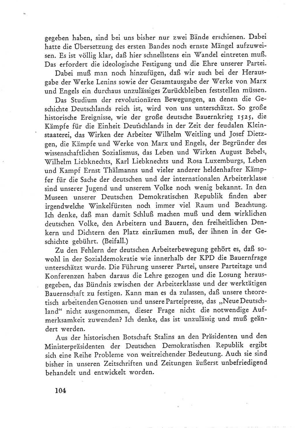 Protokoll der Verhandlungen des Ⅲ. Parteitages der Sozialistischen Einheitspartei Deutschlands (SED) [Deutsche Demokratische Republik (DDR)] 1950, Band 1, Seite 104 (Prot. Verh. Ⅲ. PT SED DDR 1950, Bd. 1, S. 104)