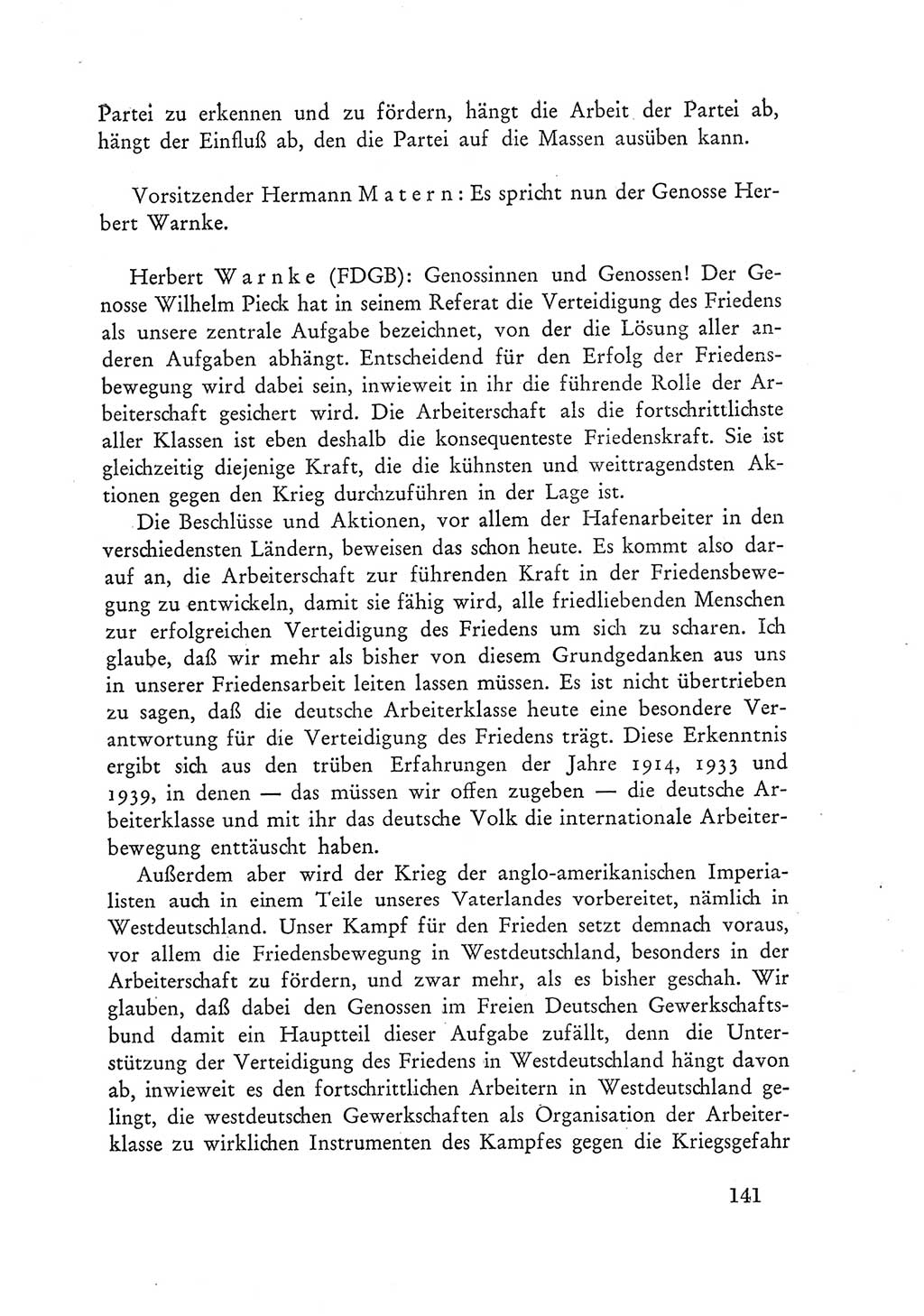 Protokoll der Verhandlungen des Ⅲ. Parteitages der Sozialistischen Einheitspartei Deutschlands (SED) [Deutsche Demokratische Republik (DDR)] 1950, Band 1, Seite 141 (Prot. Verh. Ⅲ. PT SED DDR 1950, Bd. 1, S. 141)