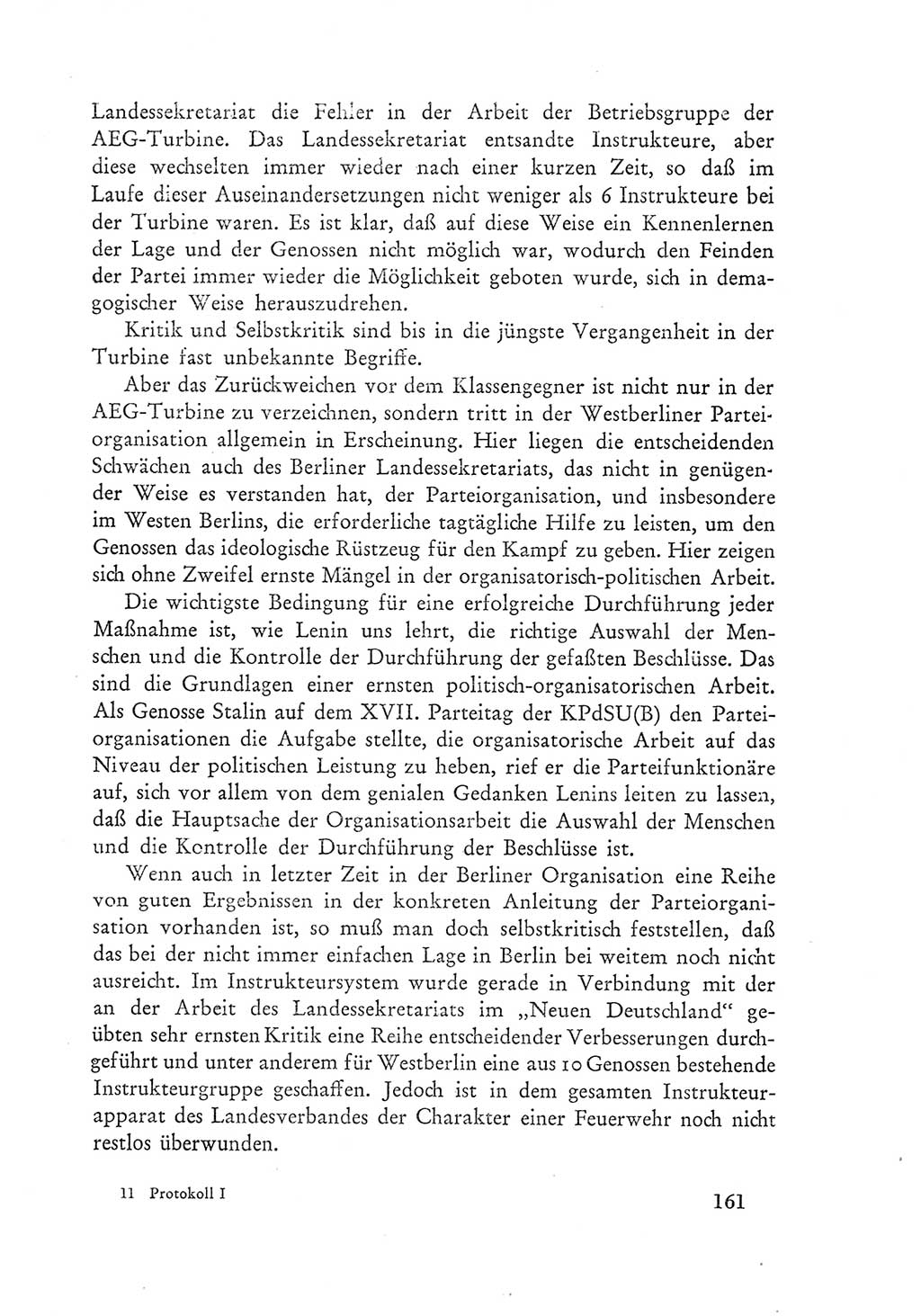 Protokoll der Verhandlungen des Ⅲ. Parteitages der Sozialistischen Einheitspartei Deutschlands (SED) [Deutsche Demokratische Republik (DDR)] 1950, Band 1, Seite 161 (Prot. Verh. Ⅲ. PT SED DDR 1950, Bd. 1, S. 161)