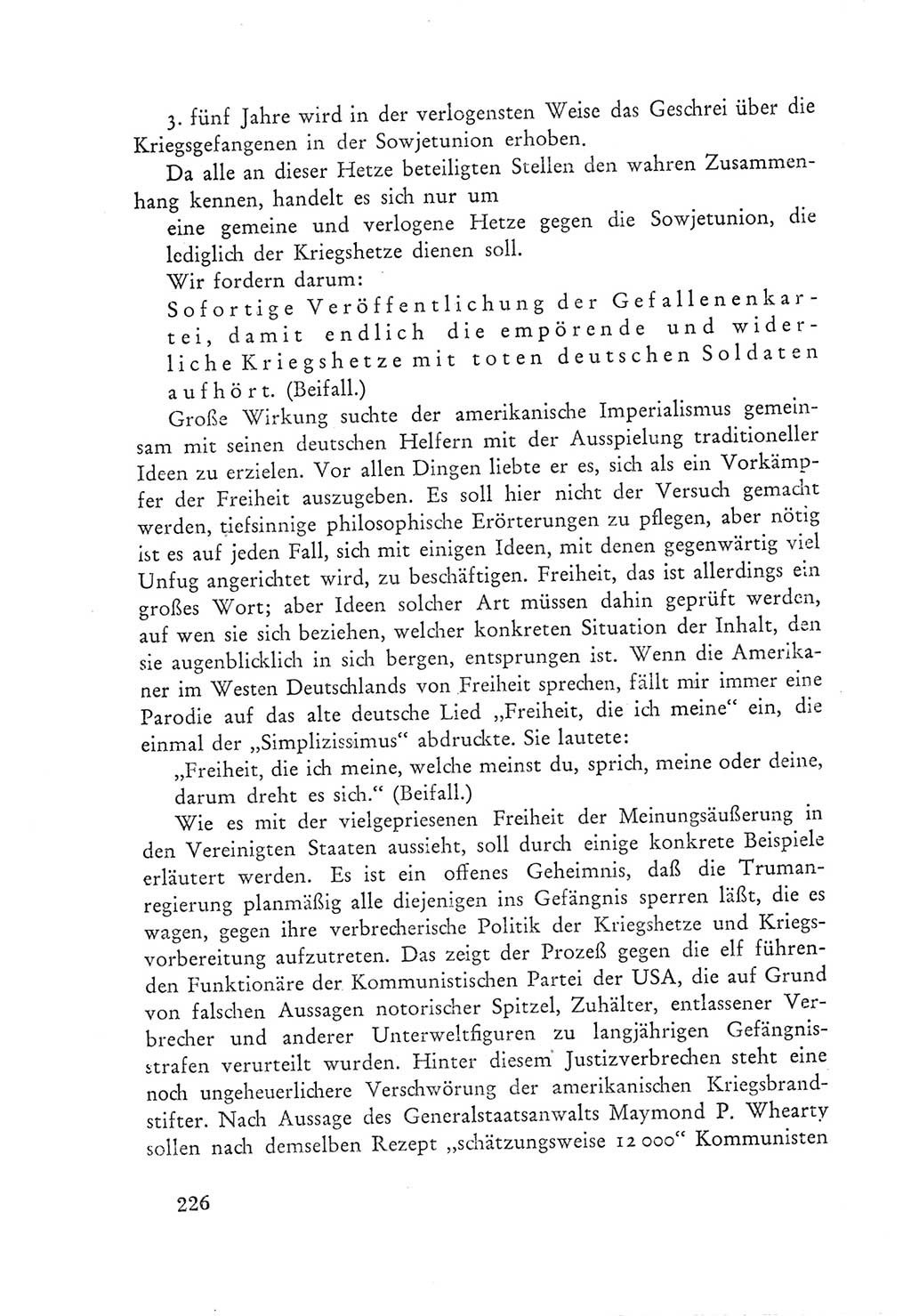 Protokoll der Verhandlungen des Ⅲ. Parteitages der Sozialistischen Einheitspartei Deutschlands (SED) [Deutsche Demokratische Republik (DDR)] 1950, Band 1, Seite 226 (Prot. Verh. Ⅲ. PT SED DDR 1950, Bd. 1, S. 226)