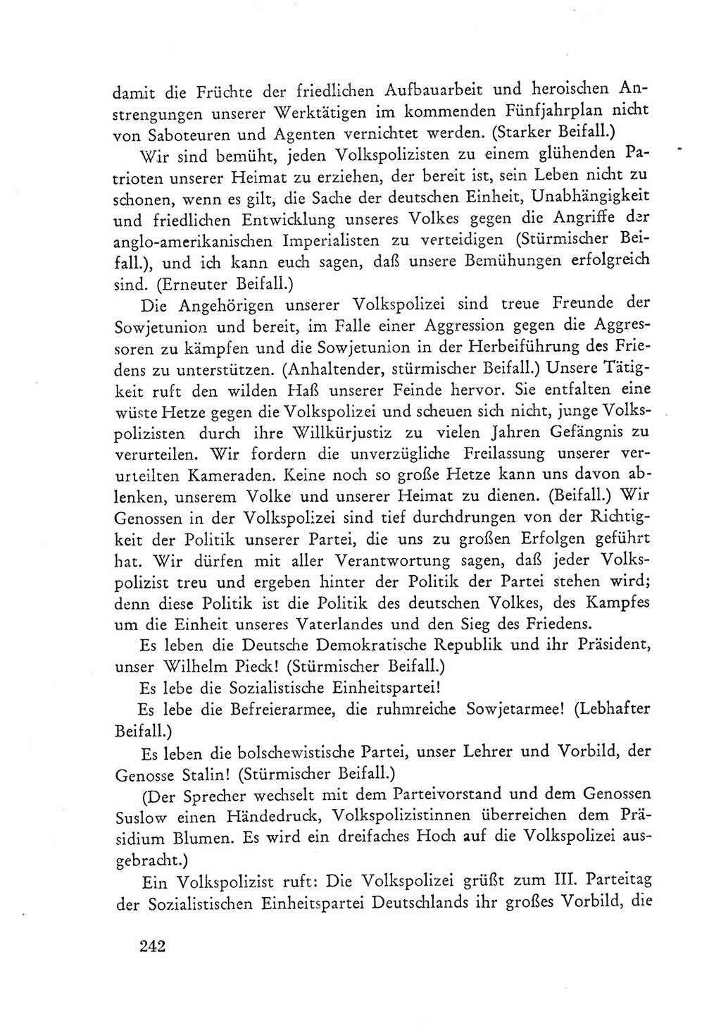 Protokoll der Verhandlungen des Ⅲ. Parteitages der Sozialistischen Einheitspartei Deutschlands (SED) [Deutsche Demokratische Republik (DDR)] 1950, Band 1, Seite 242 (Prot. Verh. Ⅲ. PT SED DDR 1950, Bd. 1, S. 242)