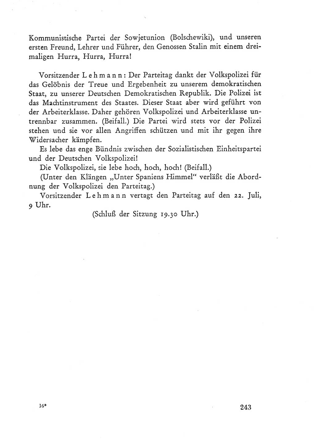 Protokoll der Verhandlungen des Ⅲ. Parteitages der Sozialistischen Einheitspartei Deutschlands (SED) [Deutsche Demokratische Republik (DDR)] 1950, Band 1, Seite 243 (Prot. Verh. Ⅲ. PT SED DDR 1950, Bd. 1, S. 243)