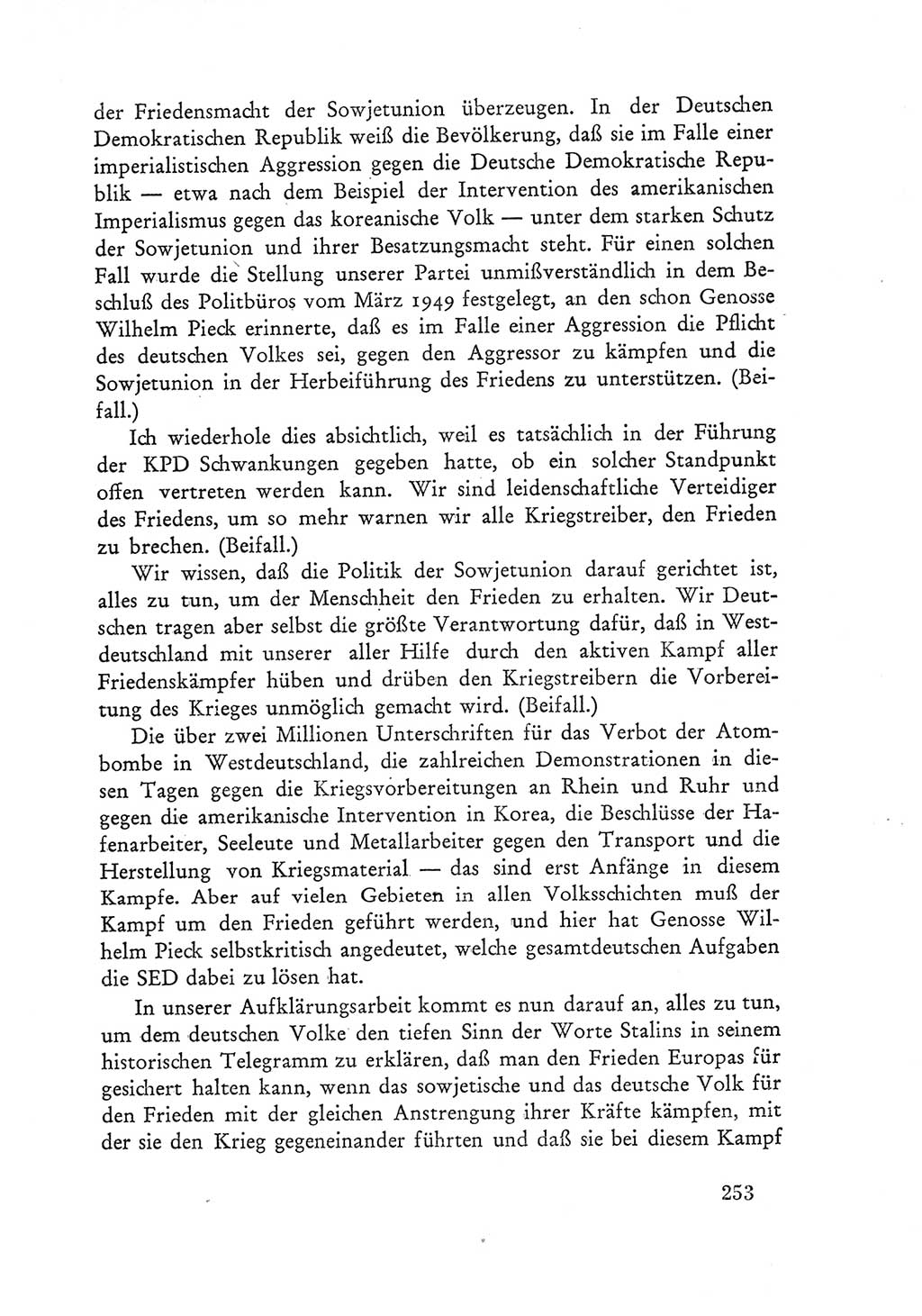 Protokoll der Verhandlungen des Ⅲ. Parteitages der Sozialistischen Einheitspartei Deutschlands (SED) [Deutsche Demokratische Republik (DDR)] 1950, Band 1, Seite 253 (Prot. Verh. Ⅲ. PT SED DDR 1950, Bd. 1, S. 253)