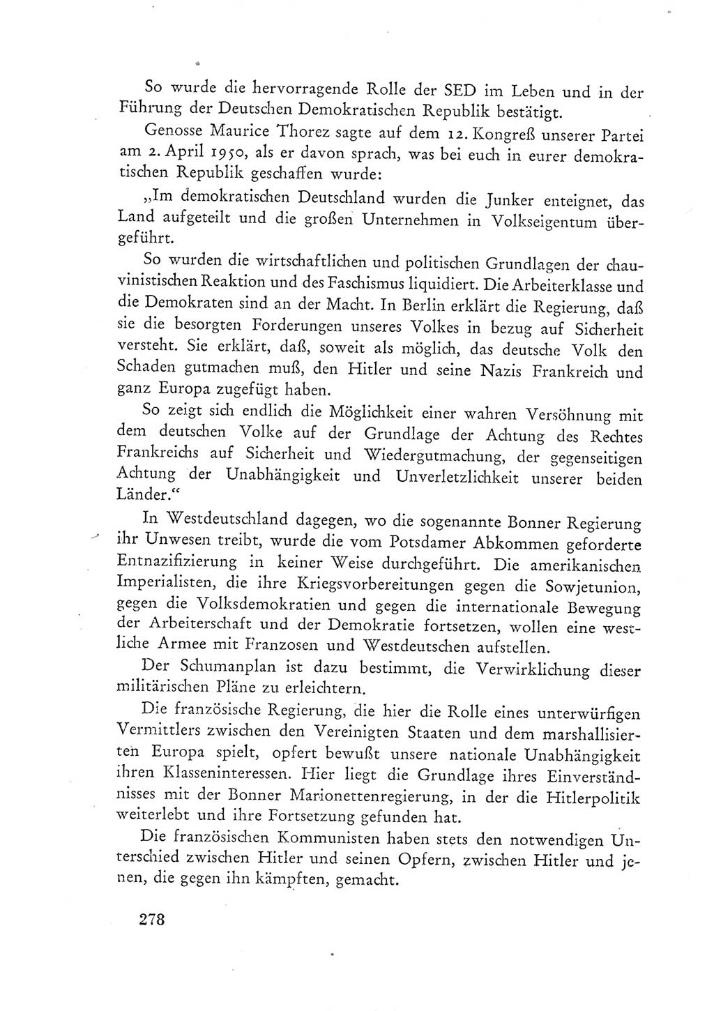 Protokoll der Verhandlungen des Ⅲ. Parteitages der Sozialistischen Einheitspartei Deutschlands (SED) [Deutsche Demokratische Republik (DDR)] 1950, Band 1, Seite 278 (Prot. Verh. Ⅲ. PT SED DDR 1950, Bd. 1, S. 278)