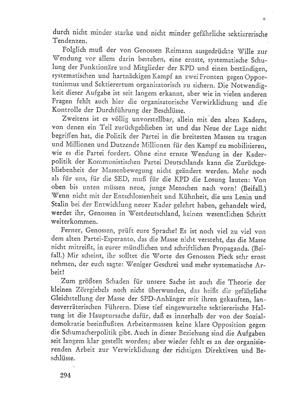Protokoll der Verhandlungen des Ⅲ. Parteitages der Sozialistischen Einheitspartei Deutschlands (SED) [Deutsche Demokratische Republik (DDR)] 1950, Band 1, Seite 294 (Prot. Verh. Ⅲ. PT SED DDR 1950, Bd. 1, S. 294)