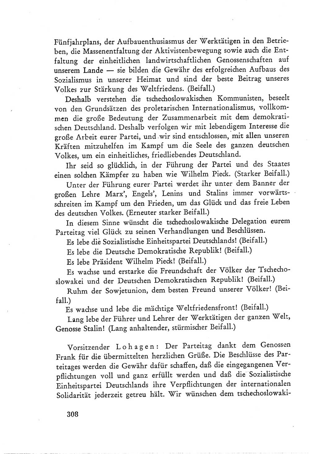 Protokoll der Verhandlungen des Ⅲ. Parteitages der Sozialistischen Einheitspartei Deutschlands (SED) [Deutsche Demokratische Republik (DDR)] 1950, Band 1, Seite 308 (Prot. Verh. Ⅲ. PT SED DDR 1950, Bd. 1, S. 308)