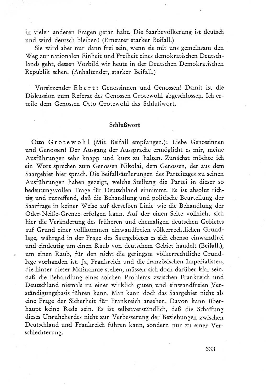 Protokoll der Verhandlungen des Ⅲ. Parteitages der Sozialistischen Einheitspartei Deutschlands (SED) [Deutsche Demokratische Republik (DDR)] 1950, Band 1, Seite 333 (Prot. Verh. Ⅲ. PT SED DDR 1950, Bd. 1, S. 333)