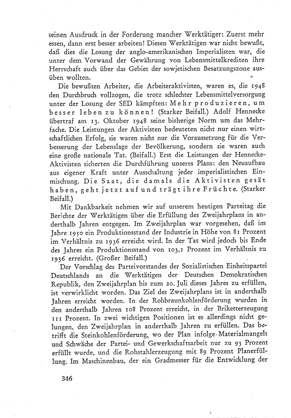 Protokoll der Verhandlungen des Ⅲ. Parteitages der Sozialistischen Einheitspartei Deutschlands (SED) [Deutsche Demokratische Republik (DDR)] 1950, Band 1, Seite 346 (Prot. Verh. Ⅲ. PT SED DDR 1950, Bd. 1, S. 346)