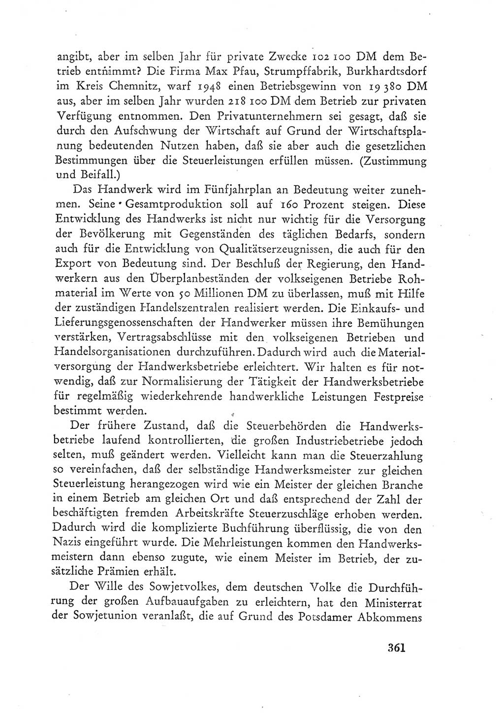 Protokoll der Verhandlungen des Ⅲ. Parteitages der Sozialistischen Einheitspartei Deutschlands (SED) [Deutsche Demokratische Republik (DDR)] 1950, Band 1, Seite 361 (Prot. Verh. Ⅲ. PT SED DDR 1950, Bd. 1, S. 361)