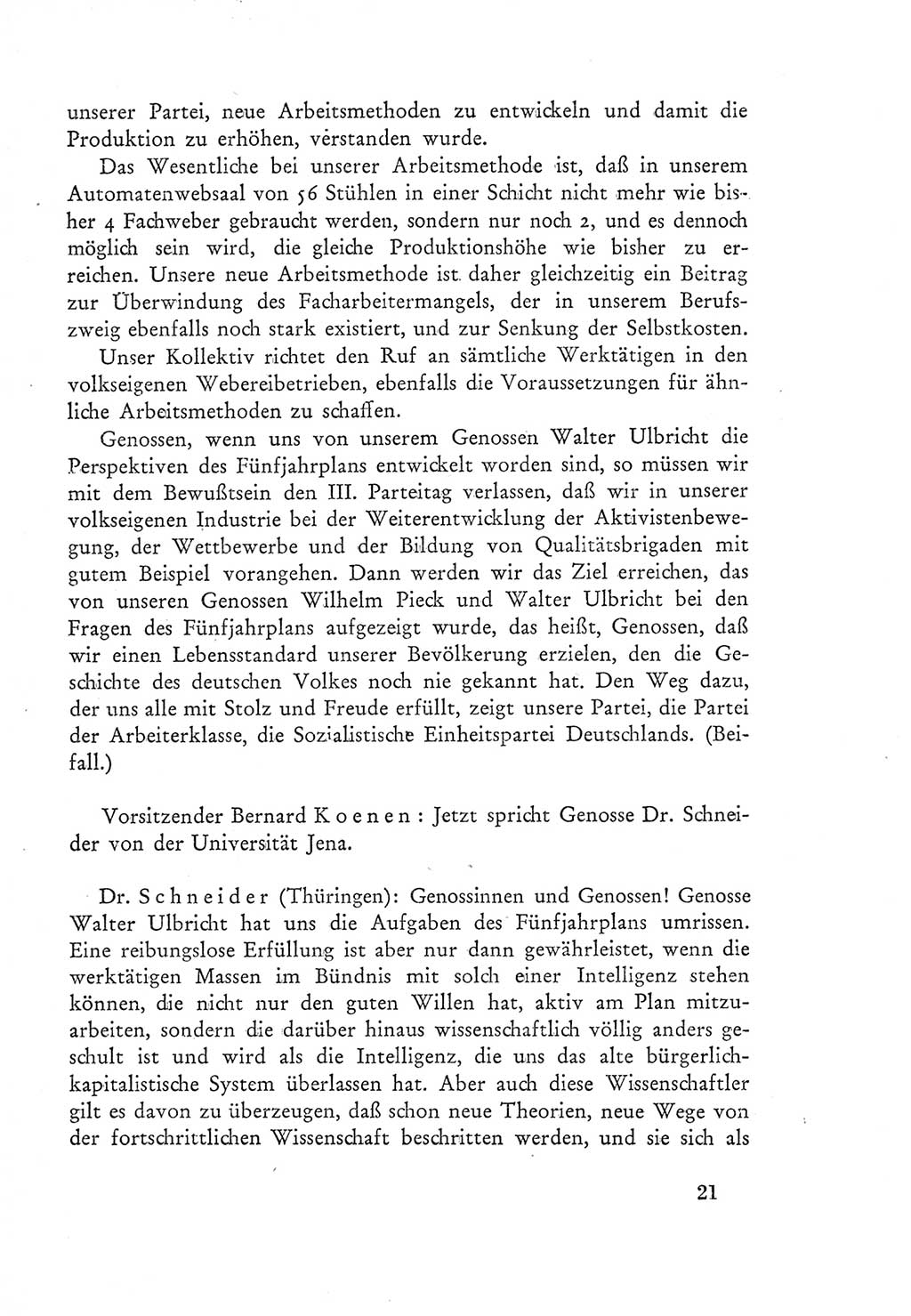 Protokoll der Verhandlungen des Ⅲ. Parteitages der Sozialistischen Einheitspartei Deutschlands (SED) [Deutsche Demokratische Republik (DDR)] 1950, Band 2, Seite 21 (Prot. Verh. Ⅲ. PT SED DDR 1950, Bd. 2, S. 21)