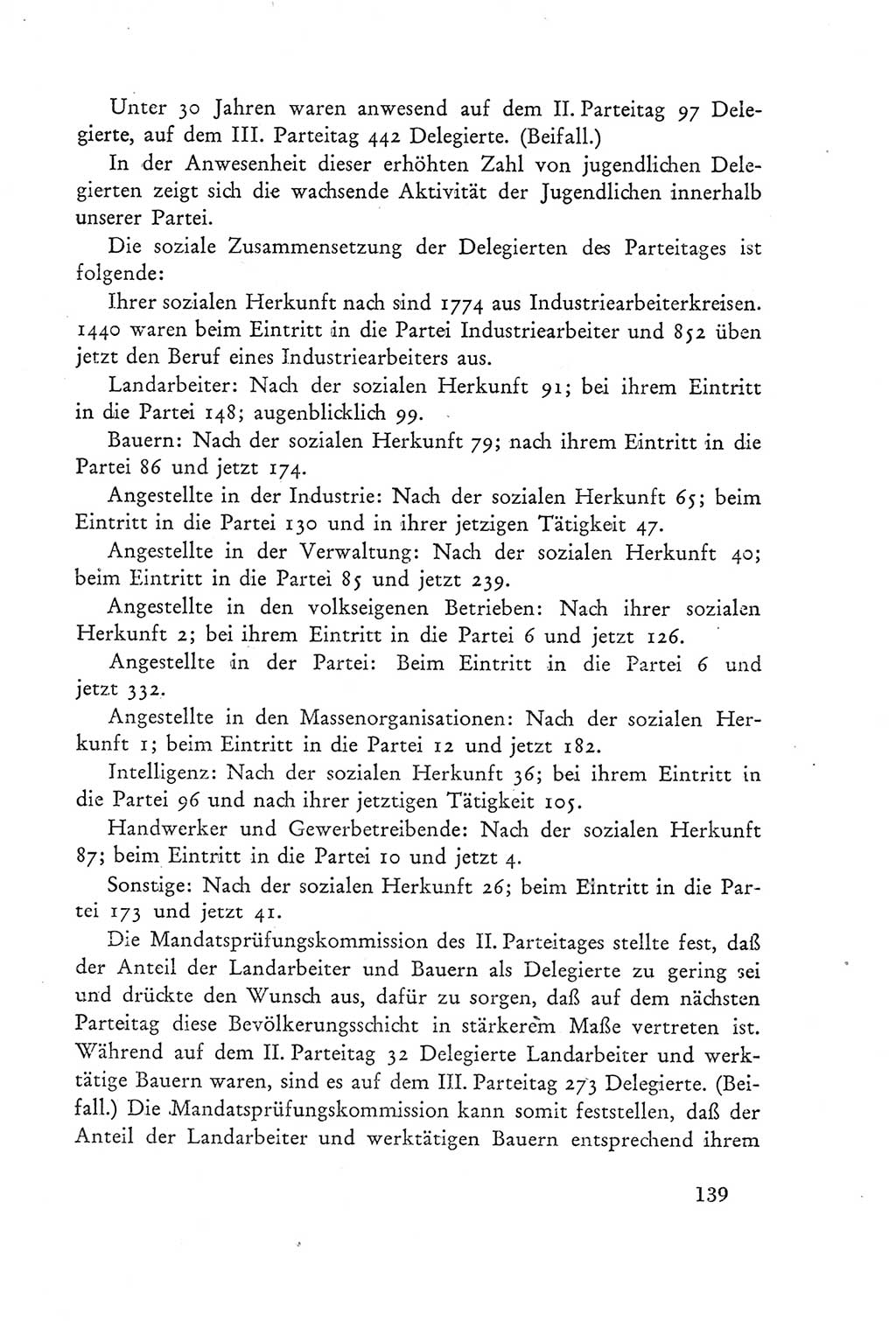 Protokoll der Verhandlungen des Ⅲ. Parteitages der Sozialistischen Einheitspartei Deutschlands (SED) [Deutsche Demokratische Republik (DDR)] 1950, Band 2, Seite 139 (Prot. Verh. Ⅲ. PT SED DDR 1950, Bd. 2, S. 139)