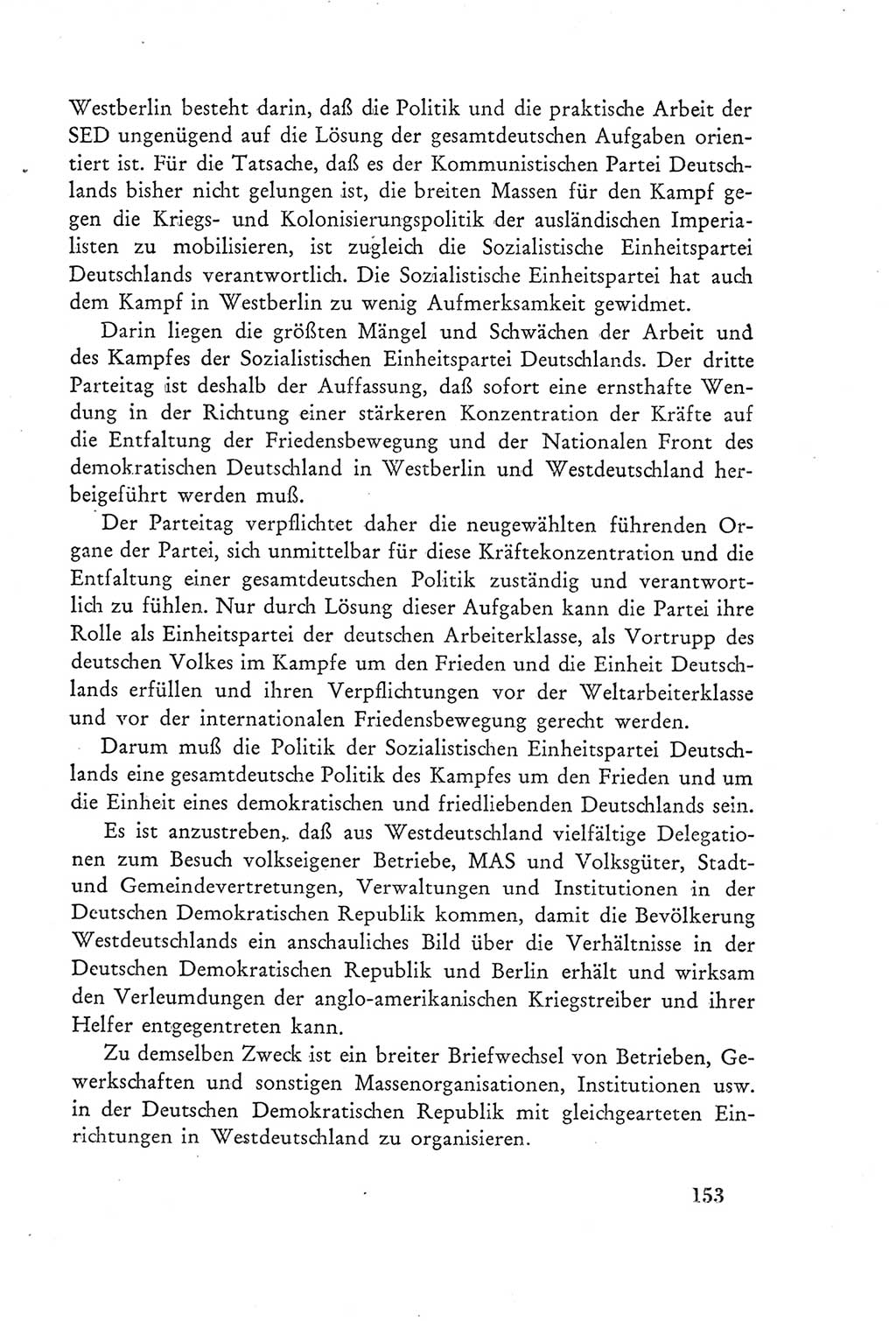 Protokoll der Verhandlungen des Ⅲ. Parteitages der Sozialistischen Einheitspartei Deutschlands (SED) [Deutsche Demokratische Republik (DDR)] 1950, Band 2, Seite 153 (Prot. Verh. Ⅲ. PT SED DDR 1950, Bd. 2, S. 153)