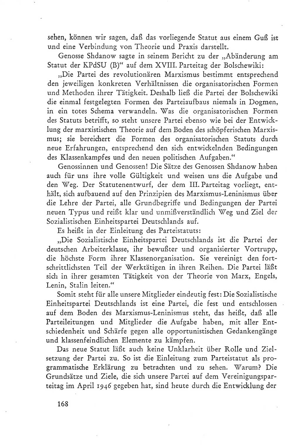 Protokoll der Verhandlungen des Ⅲ. Parteitages der Sozialistischen Einheitspartei Deutschlands (SED) [Deutsche Demokratische Republik (DDR)] 1950, Band 2, Seite 168 (Prot. Verh. Ⅲ. PT SED DDR 1950, Bd. 2, S. 168)