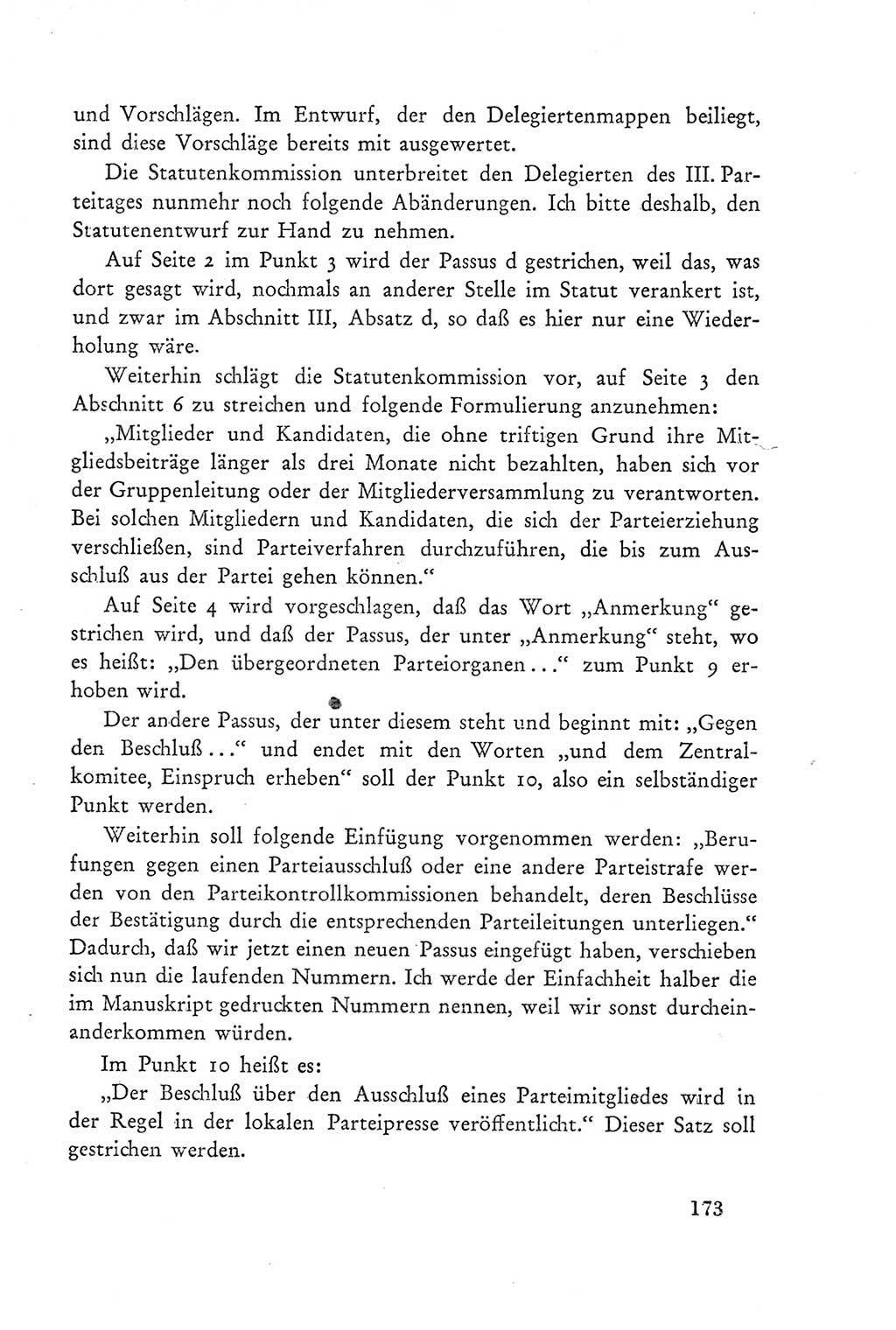 Protokoll der Verhandlungen des Ⅲ. Parteitages der Sozialistischen Einheitspartei Deutschlands (SED) [Deutsche Demokratische Republik (DDR)] 1950, Band 2, Seite 173 (Prot. Verh. Ⅲ. PT SED DDR 1950, Bd. 2, S. 173)