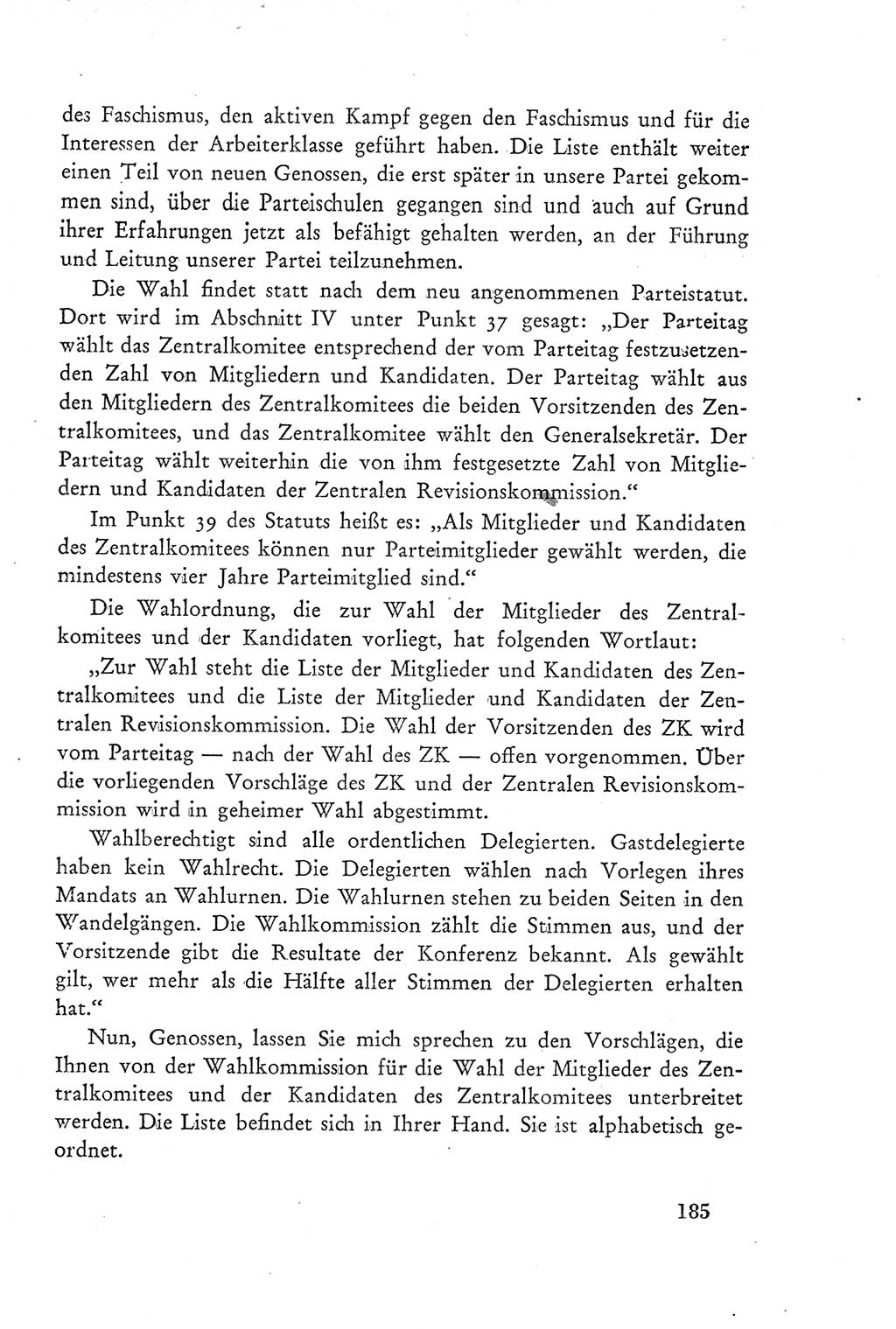 Protokoll der Verhandlungen des Ⅲ. Parteitages der Sozialistischen Einheitspartei Deutschlands (SED) [Deutsche Demokratische Republik (DDR)] 1950, Band 2, Seite 185 (Prot. Verh. Ⅲ. PT SED DDR 1950, Bd. 2, S. 185)