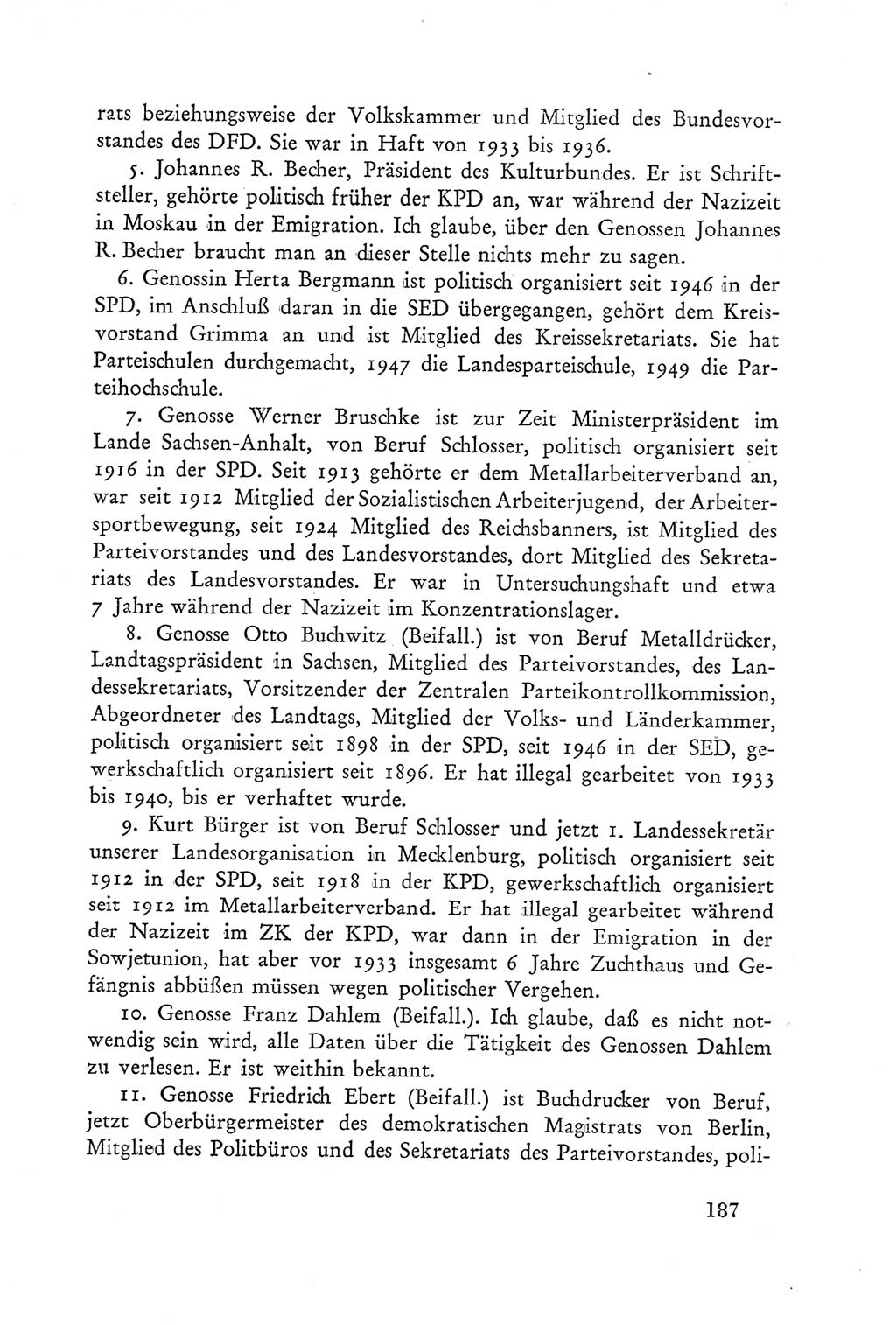 Protokoll der Verhandlungen des Ⅲ. Parteitages der Sozialistischen Einheitspartei Deutschlands (SED) [Deutsche Demokratische Republik (DDR)] 1950, Band 2, Seite 187 (Prot. Verh. Ⅲ. PT SED DDR 1950, Bd. 2, S. 187)
