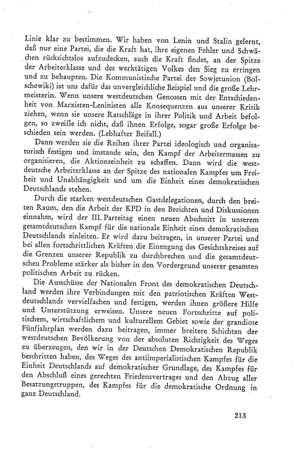 Protokoll der Verhandlungen des Ⅲ. Parteitages der Sozialistischen Einheitspartei Deutschlands (SED) [Deutsche Demokratische Republik (DDR)] 1950, Band 2, Seite 213 (Prot. Verh. Ⅲ. PT SED DDR 1950, Bd. 2, S. 213)