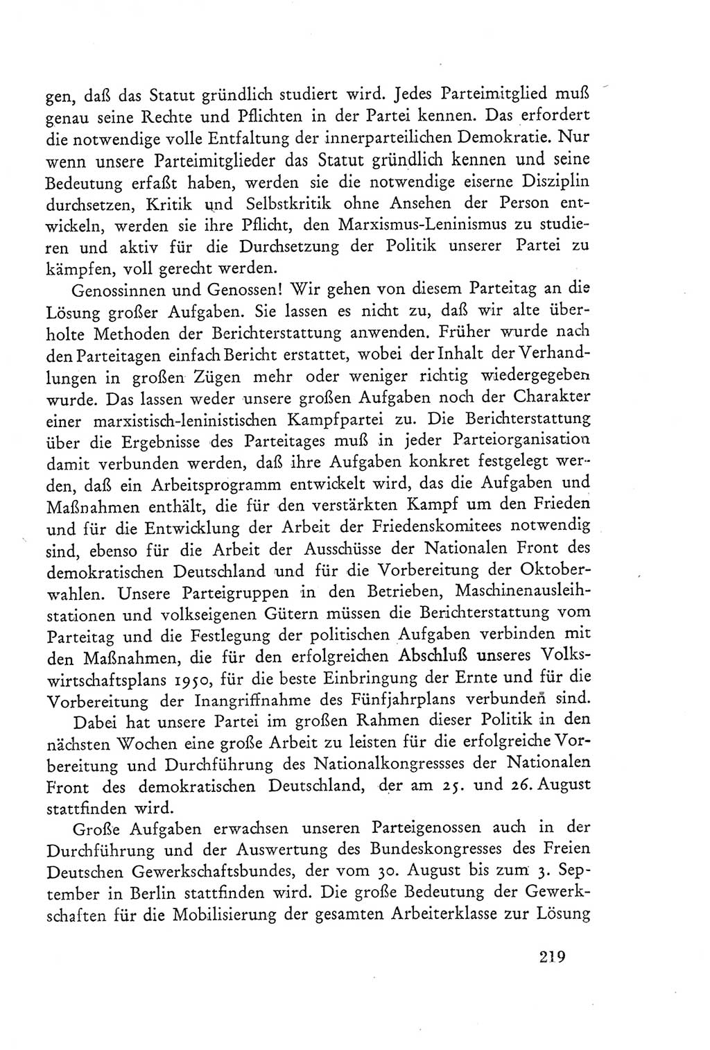 Protokoll der Verhandlungen des Ⅲ. Parteitages der Sozialistischen Einheitspartei Deutschlands (SED) [Deutsche Demokratische Republik (DDR)] 1950, Band 2, Seite 219 (Prot. Verh. Ⅲ. PT SED DDR 1950, Bd. 2, S. 219)