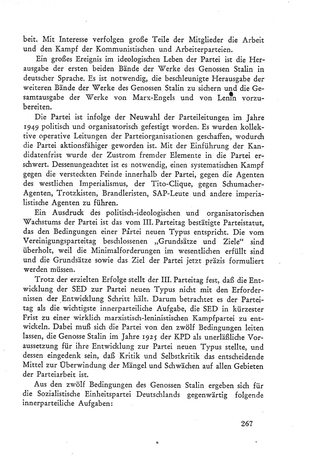 Protokoll der Verhandlungen des Ⅲ. Parteitages der Sozialistischen Einheitspartei Deutschlands (SED) [Deutsche Demokratische Republik (DDR)] 1950, Band 2, Seite 267 (Prot. Verh. Ⅲ. PT SED DDR 1950, Bd. 2, S. 267)