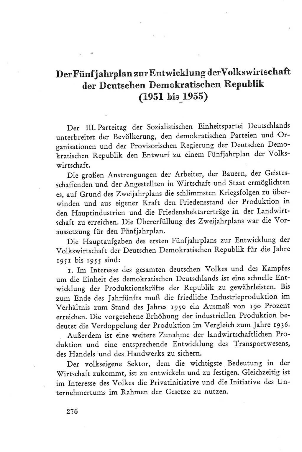 Protokoll der Verhandlungen des Ⅲ. Parteitages der Sozialistischen Einheitspartei Deutschlands (SED) [Deutsche Demokratische Republik (DDR)] 1950, Band 2, Seite 276 (Prot. Verh. Ⅲ. PT SED DDR 1950, Bd. 2, S. 276)