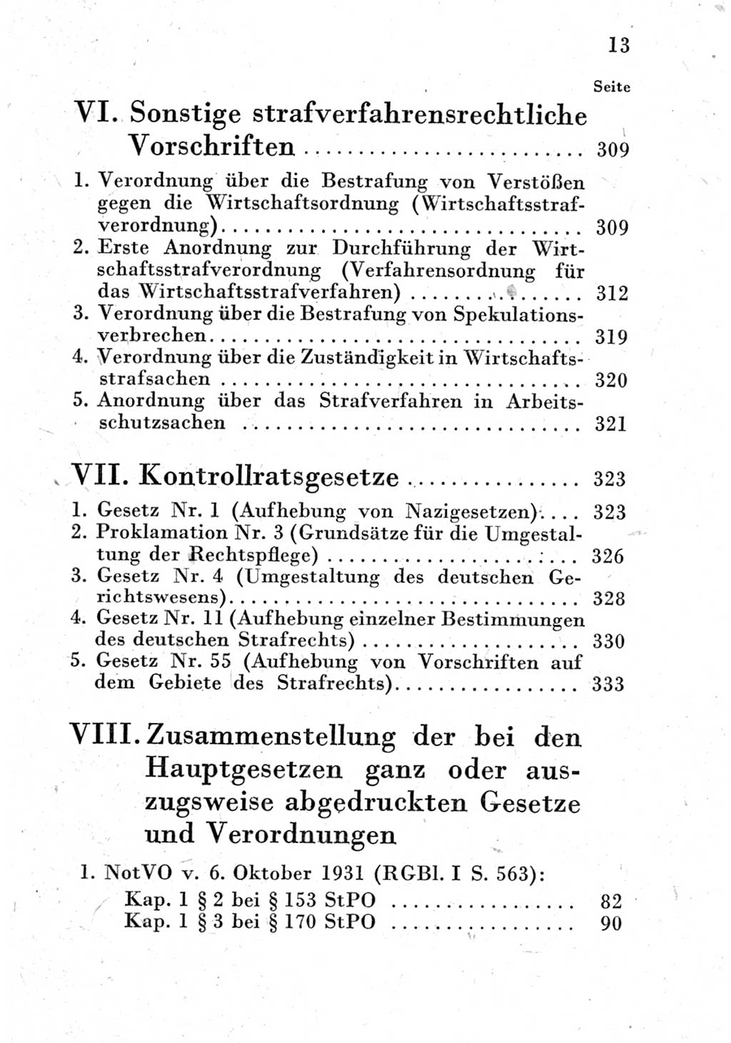 Strafprozeßordnung (StPO), Gerichtsverfassungsgesetz (GVG) und zahlreiche Nebengesetze der Deutschen Demokratischen Republik (DDR) 1950, Seite 13 (StPO GVG Ges. DDR 1950, S. 13)