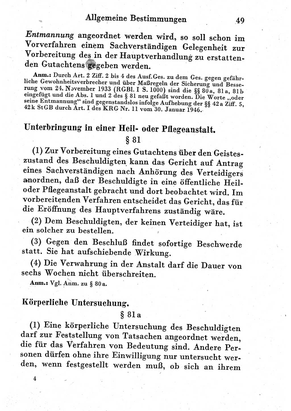 Strafprozeßordnung (StPO), Gerichtsverfassungsgesetz (GVG) und zahlreiche Nebengesetze der Deutschen Demokratischen Republik (DDR) 1950, Seite 49 (StPO GVG Ges. DDR 1950, S. 49)