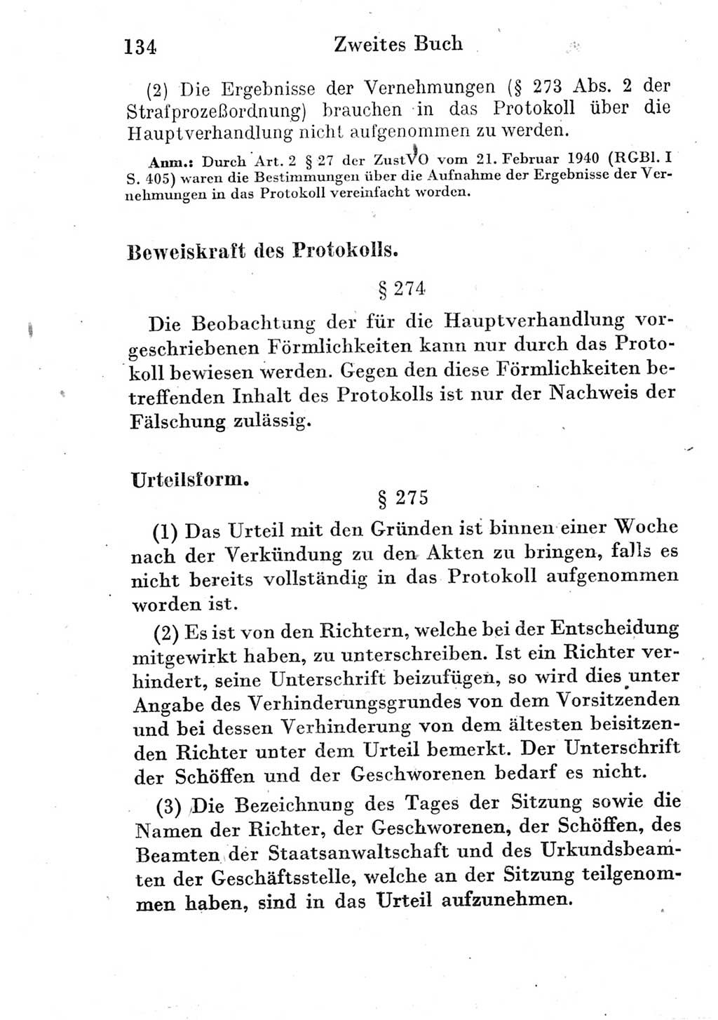 Strafprozeßordnung (StPO), Gerichtsverfassungsgesetz (GVG) und zahlreiche Nebengesetze der Deutschen Demokratischen Republik (DDR) 1950, Seite 134 (StPO GVG Ges. DDR 1950, S. 134)