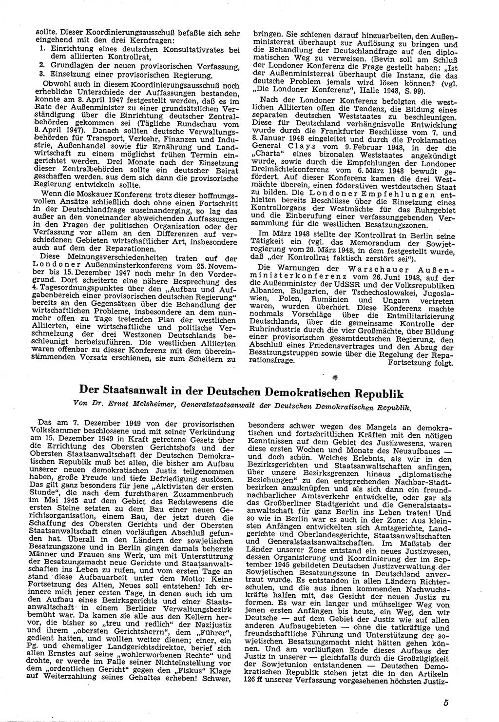 Neue Justiz (NJ), Zeitschrift für Recht und Rechtswissenschaft [Deutsche Demokratische Republik (DDR)], 4. Jahrgang 1950, Seite 5 (NJ DDR 1950, S. 5)