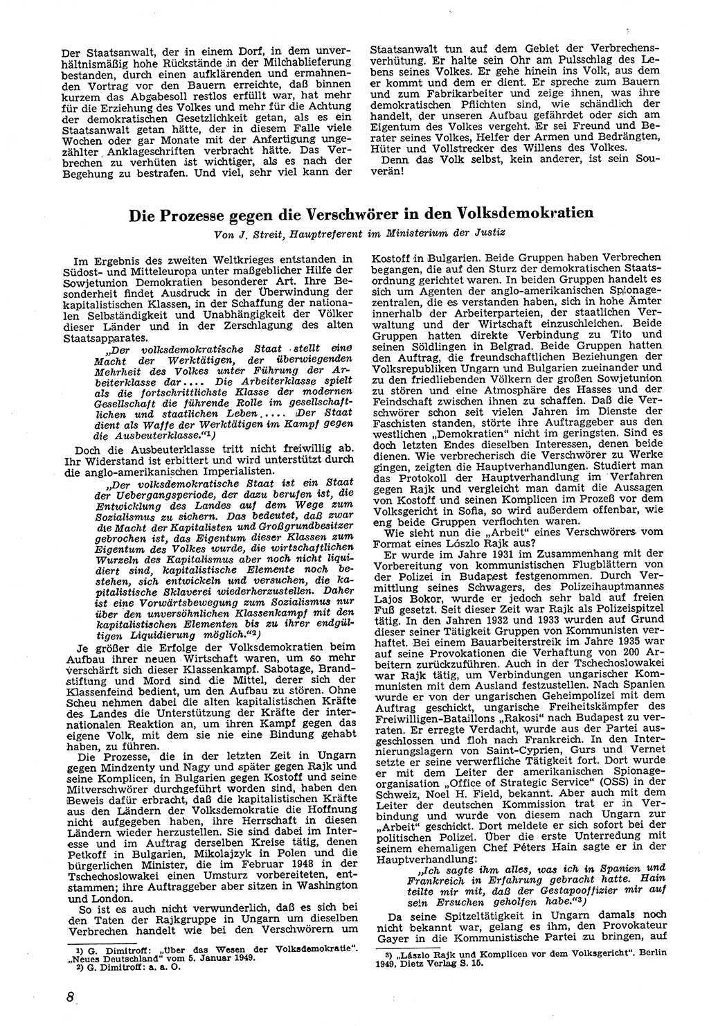 Neue Justiz (NJ), Zeitschrift für Recht und Rechtswissenschaft [Deutsche Demokratische Republik (DDR)], 4. Jahrgang 1950, Seite 8 (NJ DDR 1950, S. 8)