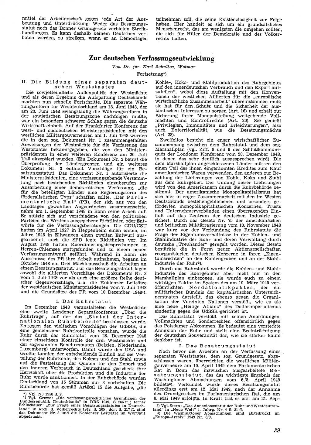 Neue Justiz (NJ), Zeitschrift für Recht und Rechtswissenschaft [Deutsche Demokratische Republik (DDR)], 4. Jahrgang 1950, Seite 39 (NJ DDR 1950, S. 39)