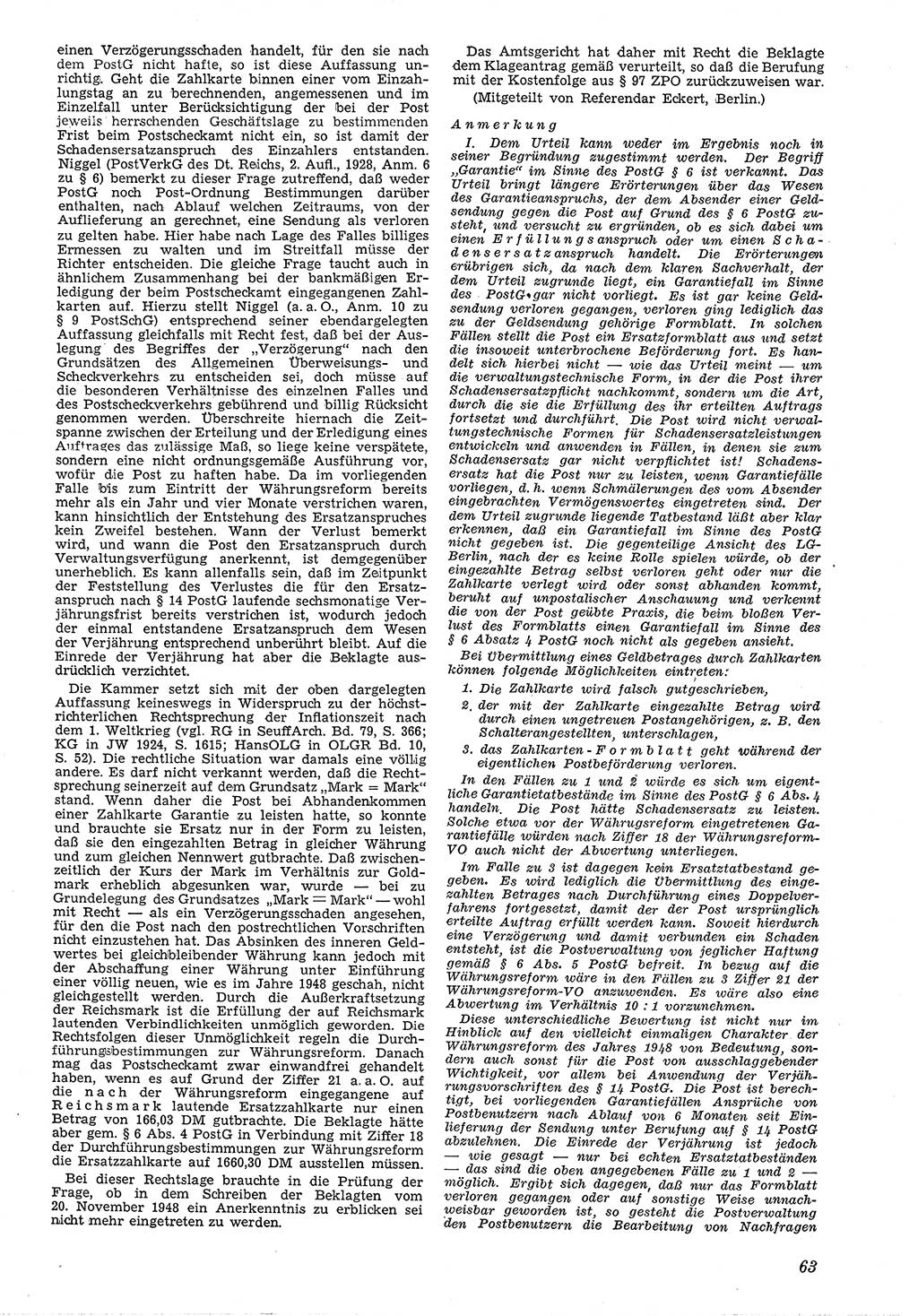 Neue Justiz (NJ), Zeitschrift für Recht und Rechtswissenschaft [Deutsche Demokratische Republik (DDR)], 4. Jahrgang 1950, Seite 63 (NJ DDR 1950, S. 63)
