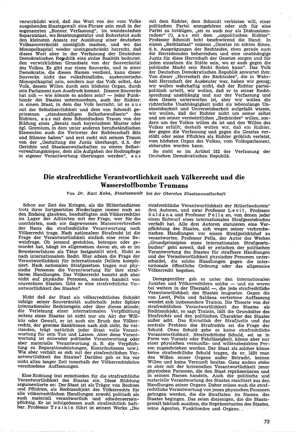 Neue Justiz (NJ), Zeitschrift für Recht und Rechtswissenschaft [Deutsche Demokratische Republik (DDR)], 4. Jahrgang 1950, Seite 73 (NJ DDR 1950, S. 73)