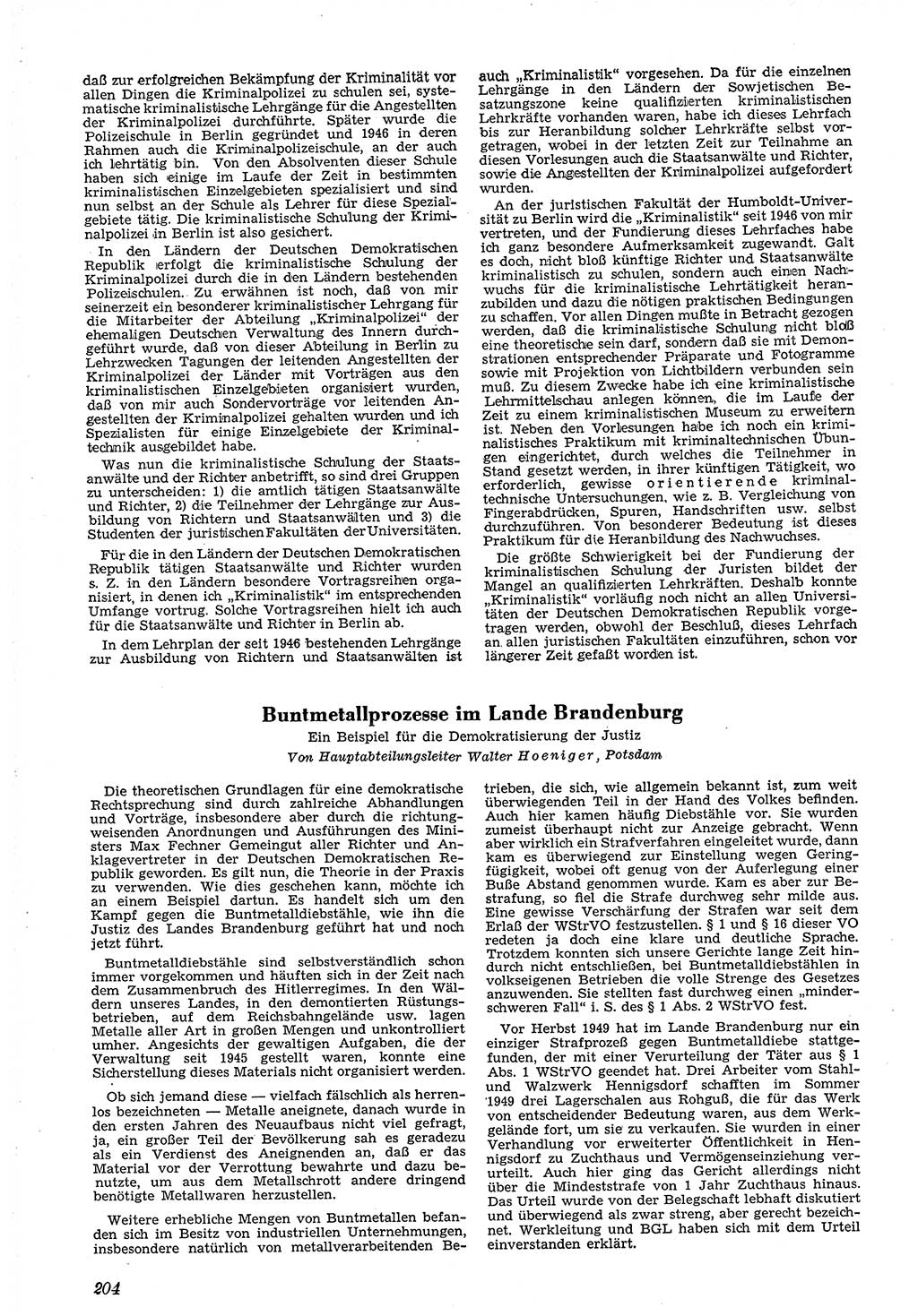 Neue Justiz (NJ), Zeitschrift für Recht und Rechtswissenschaft [Deutsche Demokratische Republik (DDR)], 4. Jahrgang 1950, Seite 204 (NJ DDR 1950, S. 204)