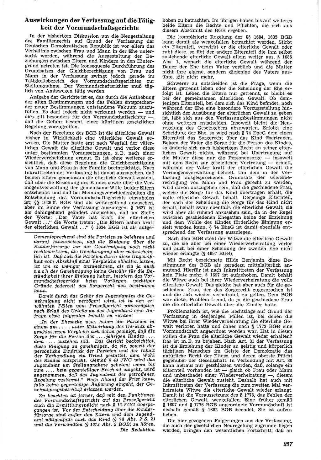 Neue Justiz (NJ), Zeitschrift für Recht und Rechtswissenschaft [Deutsche Demokratische Republik (DDR)], 4. Jahrgang 1950, Seite 257 (NJ DDR 1950, S. 257)