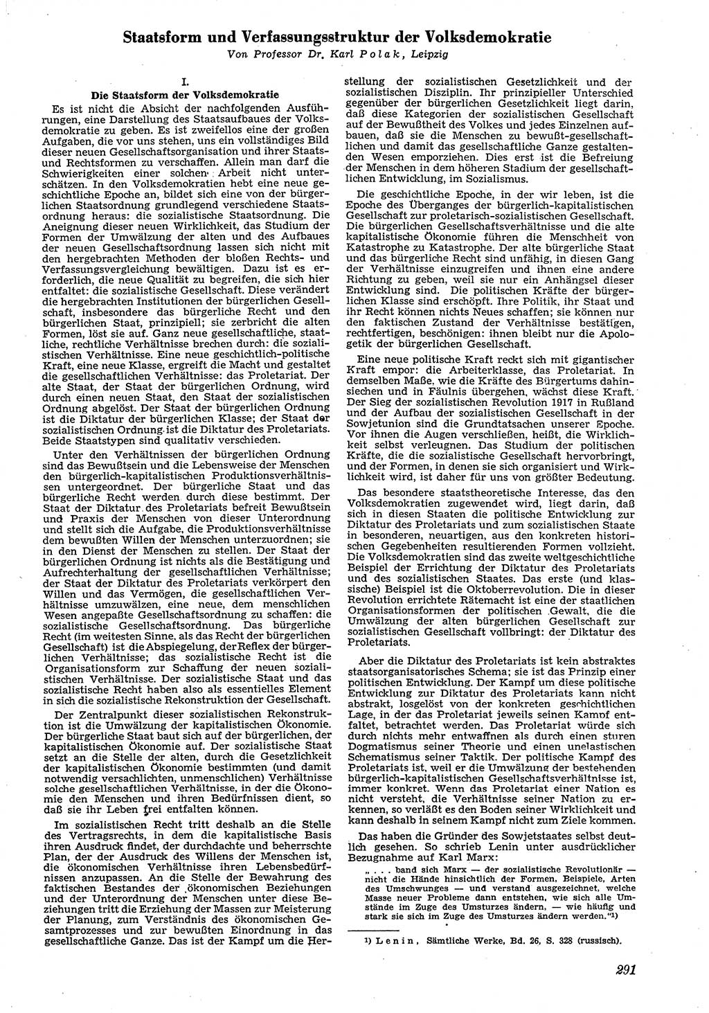 Neue Justiz (NJ), Zeitschrift für Recht und Rechtswissenschaft [Deutsche Demokratische Republik (DDR)], 4. Jahrgang 1950, Seite 291 (NJ DDR 1950, S. 291)