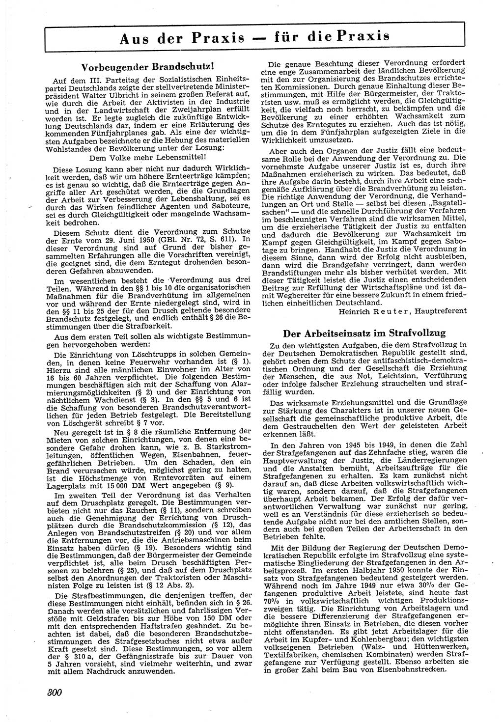 Neue Justiz (NJ), Zeitschrift für Recht und Rechtswissenschaft [Deutsche Demokratische Republik (DDR)], 4. Jahrgang 1950, Seite 300 (NJ DDR 1950, S. 300)