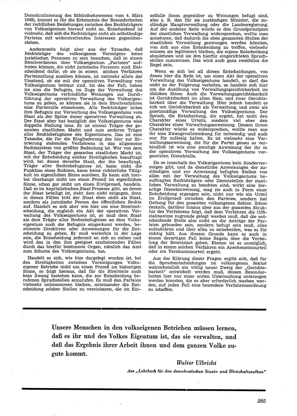 Neue Justiz (NJ), Zeitschrift für Recht und Rechtswissenschaft [Deutsche Demokratische Republik (DDR)], 4. Jahrgang 1950, Seite 385 (NJ DDR 1950, S. 385)