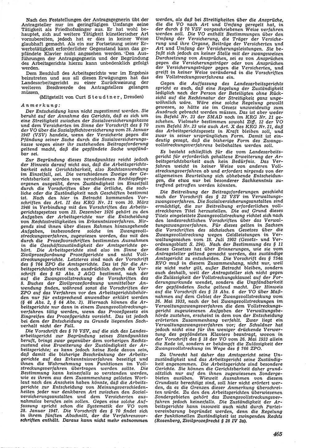 Neue Justiz (NJ), Zeitschrift für Recht und Rechtswissenschaft [Deutsche Demokratische Republik (DDR)], 4. Jahrgang 1950, Seite 465 (NJ DDR 1950, S. 465)