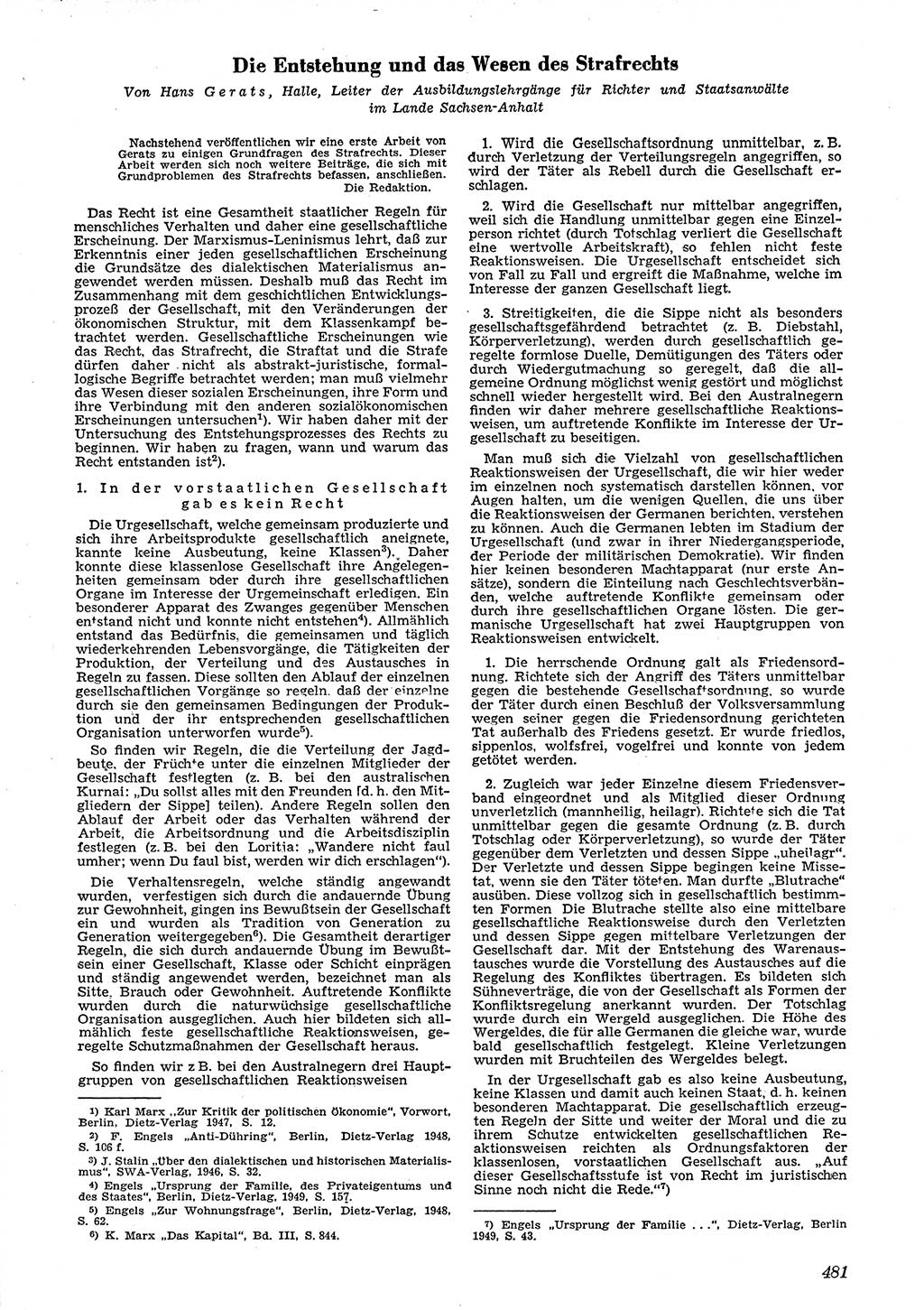 Neue Justiz (NJ), Zeitschrift für Recht und Rechtswissenschaft [Deutsche Demokratische Republik (DDR)], 4. Jahrgang 1950, Seite 481 (NJ DDR 1950, S. 481)