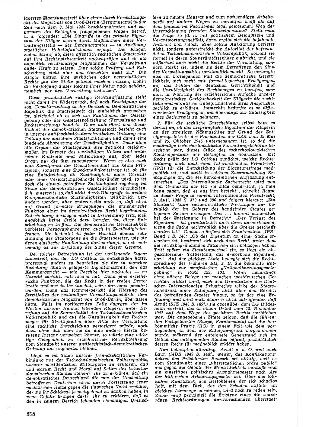 Neue Justiz (NJ), Zeitschrift für Recht und Rechtswissenschaft [Deutsche Demokratische Republik (DDR)], 4. Jahrgang 1950, Seite 508 (NJ DDR 1950, S. 508)