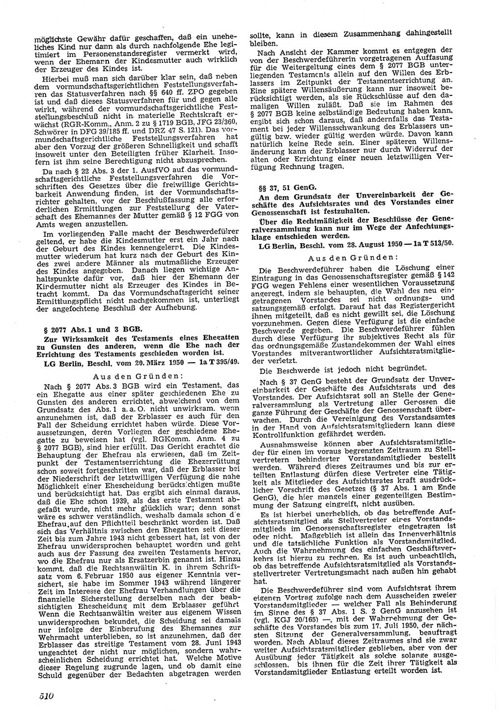 Neue Justiz (NJ), Zeitschrift für Recht und Rechtswissenschaft [Deutsche Demokratische Republik (DDR)], 4. Jahrgang 1950, Seite 510 (NJ DDR 1950, S. 510)